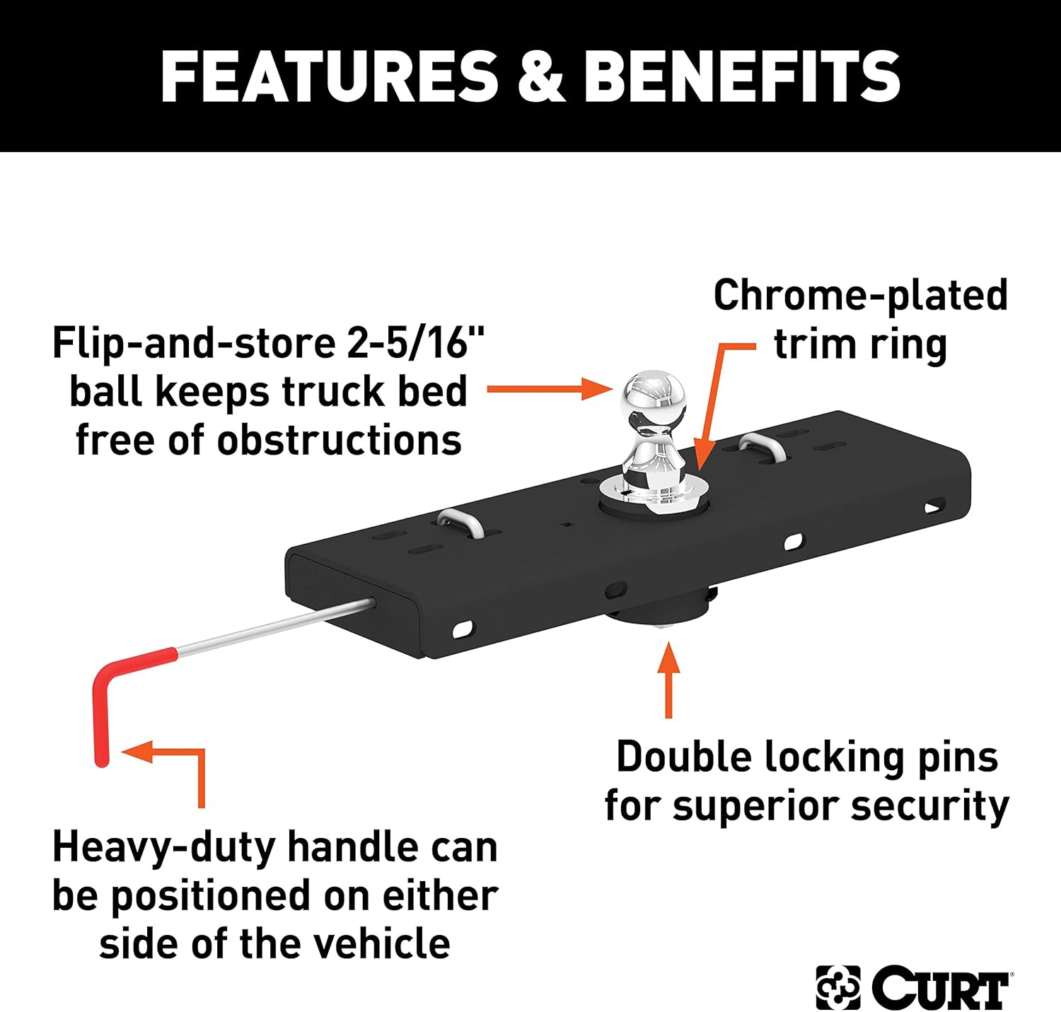 CURT 60607 Double Lock Gooseneck Hitch