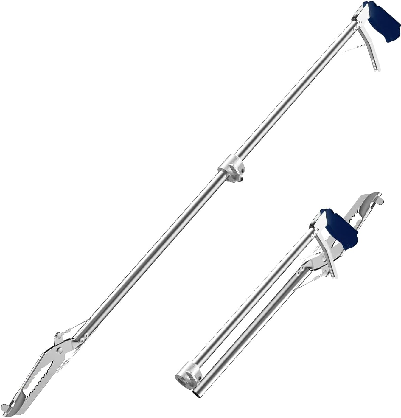 60&ldquo; Professional Collapsible Snake Grabber Tool, Stainless Steel Snake Catcher Pole with Heavy-Duty Grabber Heads, Tongs, and Hook Mechanisms for Safe Reptile Control in Gardens or Farms