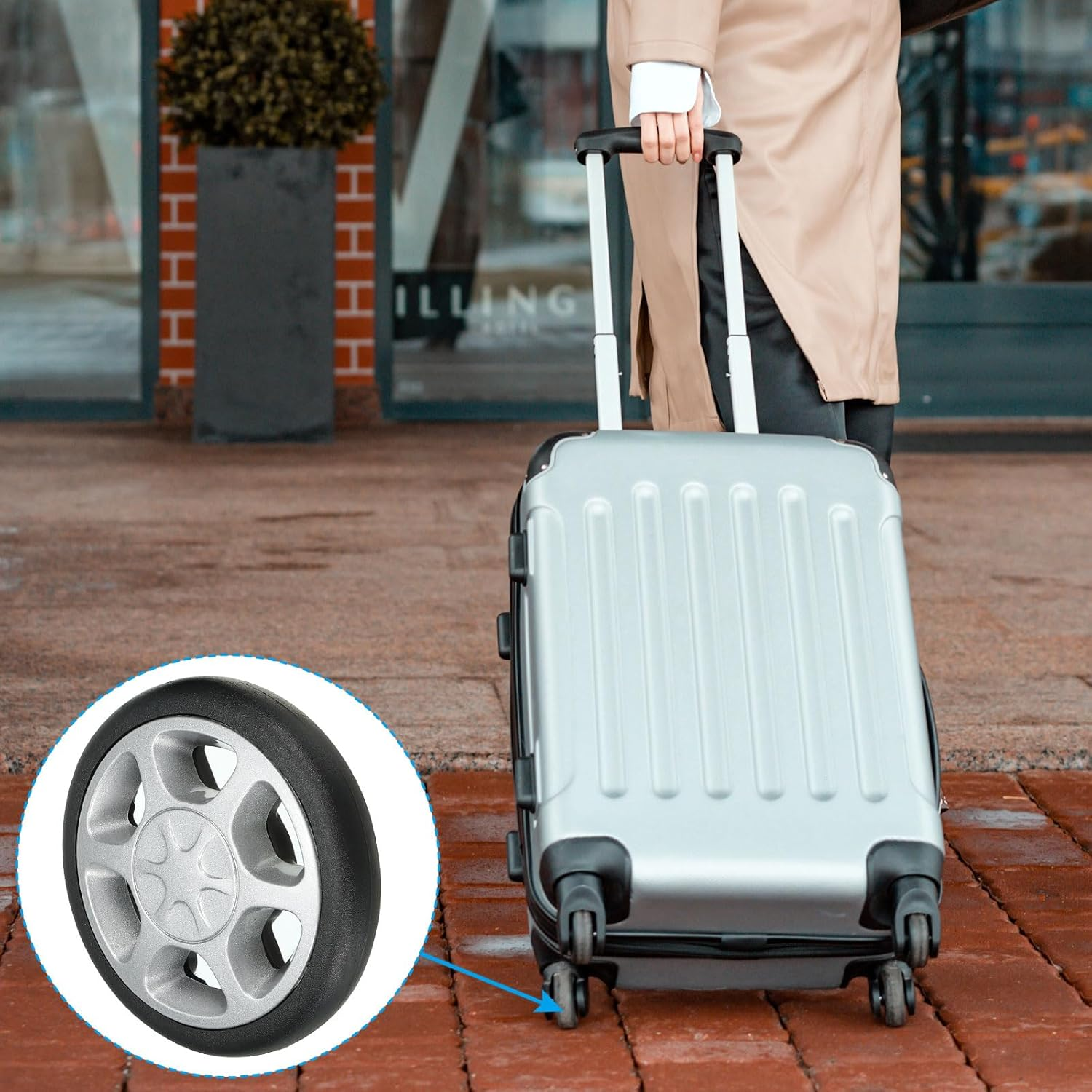 Uxcell Replacement Luggage Suitcase Wheels Repair Kit, 85Mmx16Mm Wear-Resistant & Mute 360 Swivel Caster Wheels image number 3