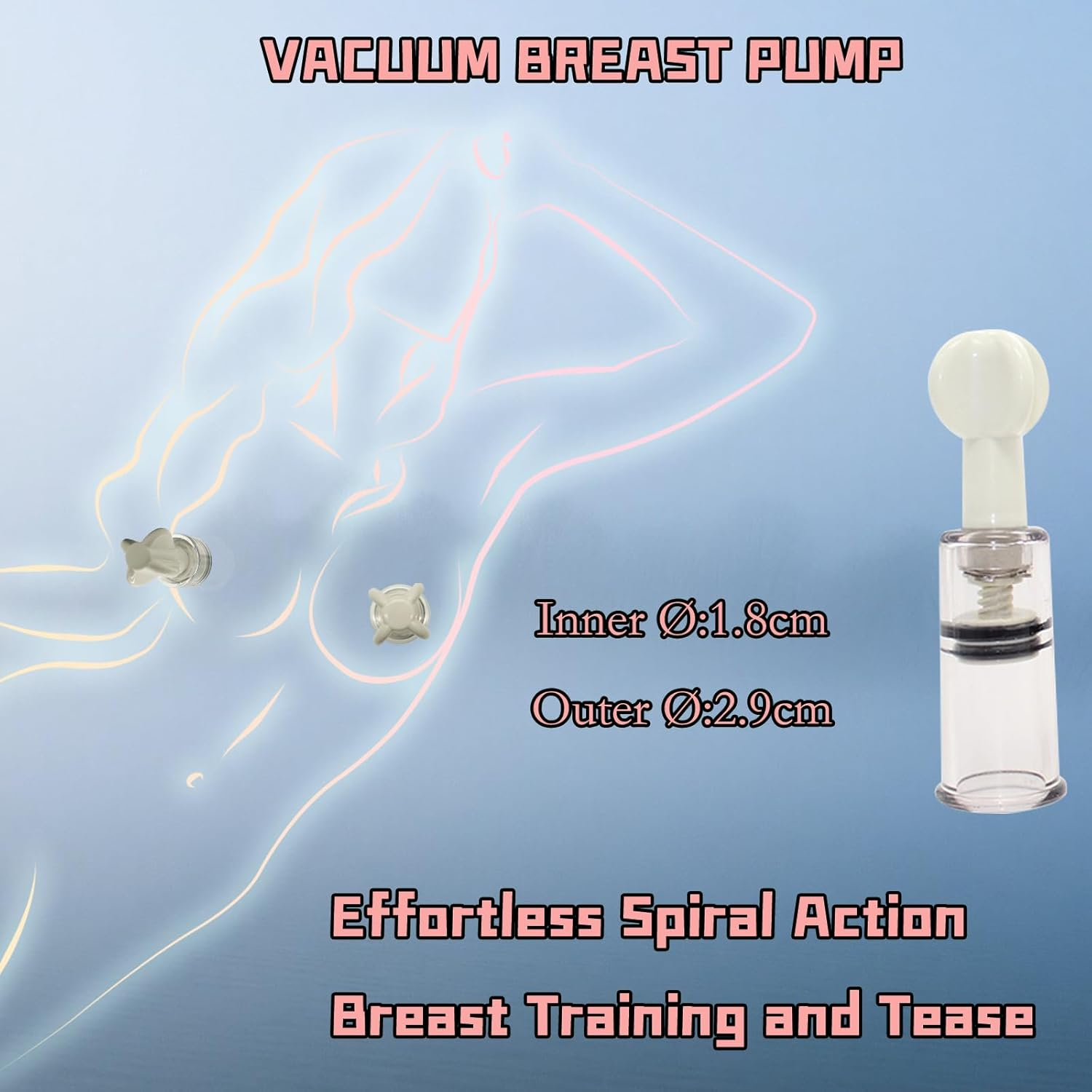 Nipple Suckers for Women White 2Piece Set Extreme Buzz BDSM Sucker Pump SM Play Fetish Pleasure Enhancement Couples Erotic Small image number 1