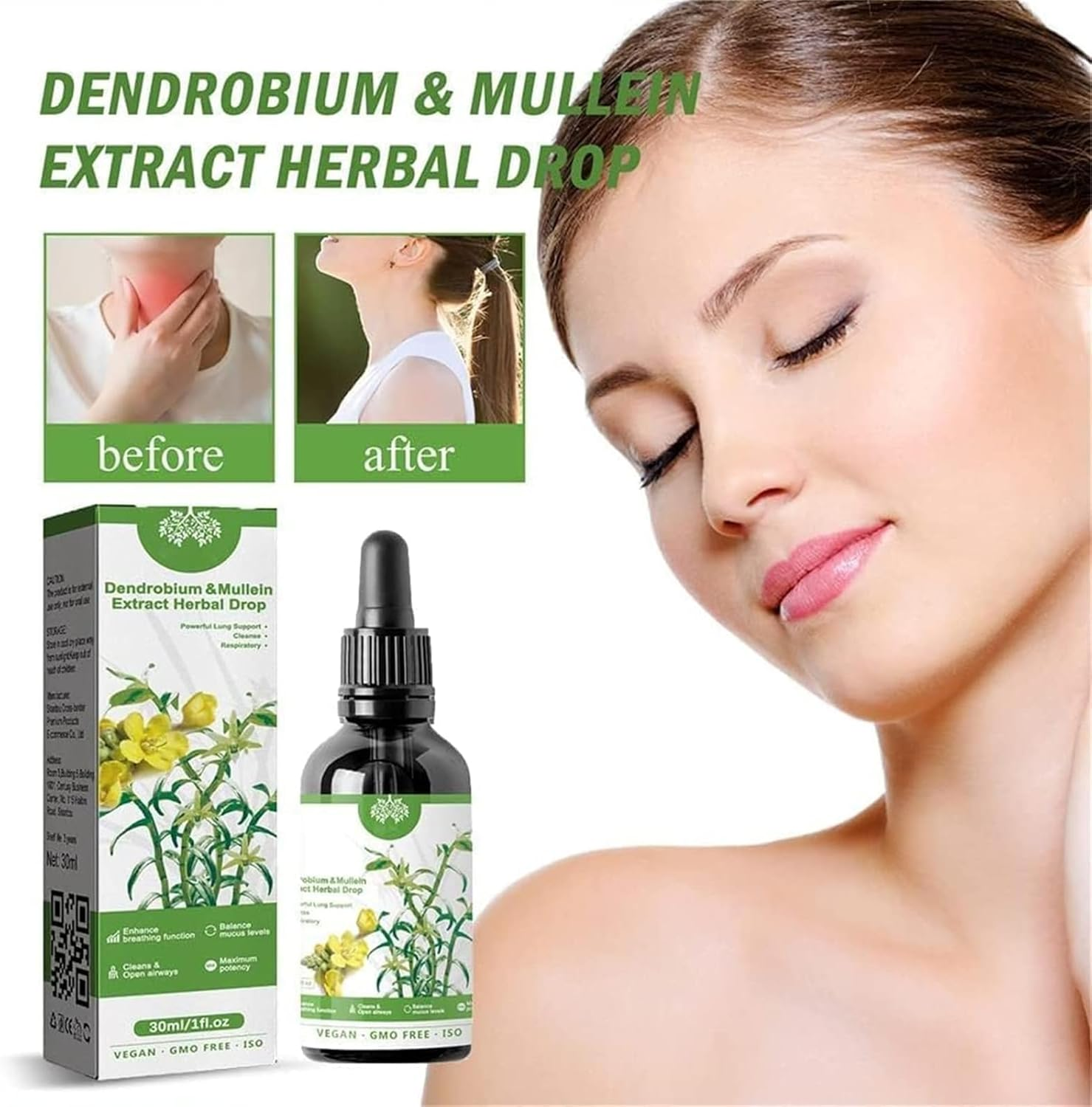 Herbal Body Care Essence with Dendrobium & Mullein Extract,Dendrobium Extract & Mullein Herbal Drops,Herbal Lung Health Essence image number 4