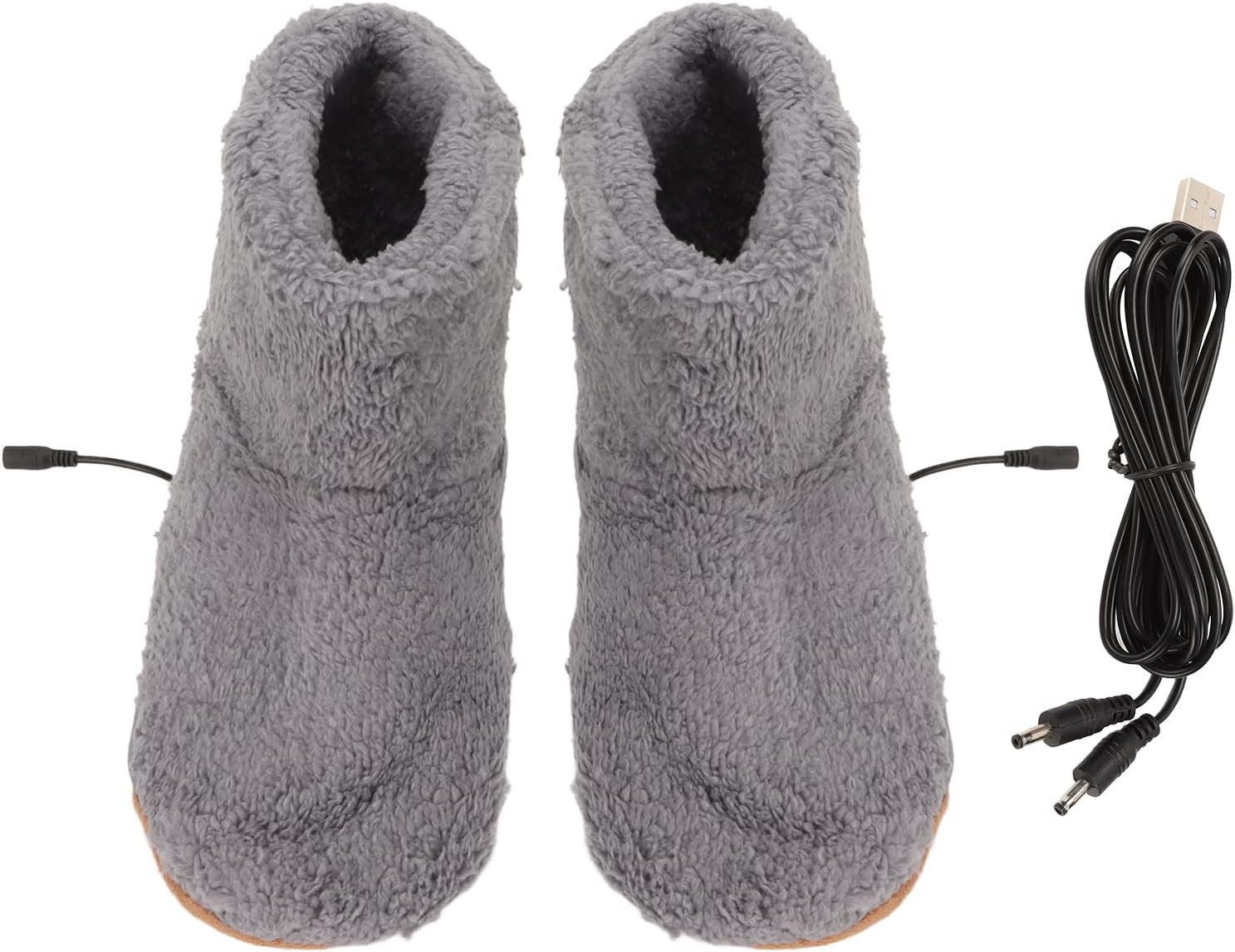 Heated Foot Warmer, Soft Relaxing Electric Plush Heated Booties, USB Charging Warming Slippers for Relieving Foot Stiffness, Sore Muscles and Joints, Achilles Tendinitis (Grey)