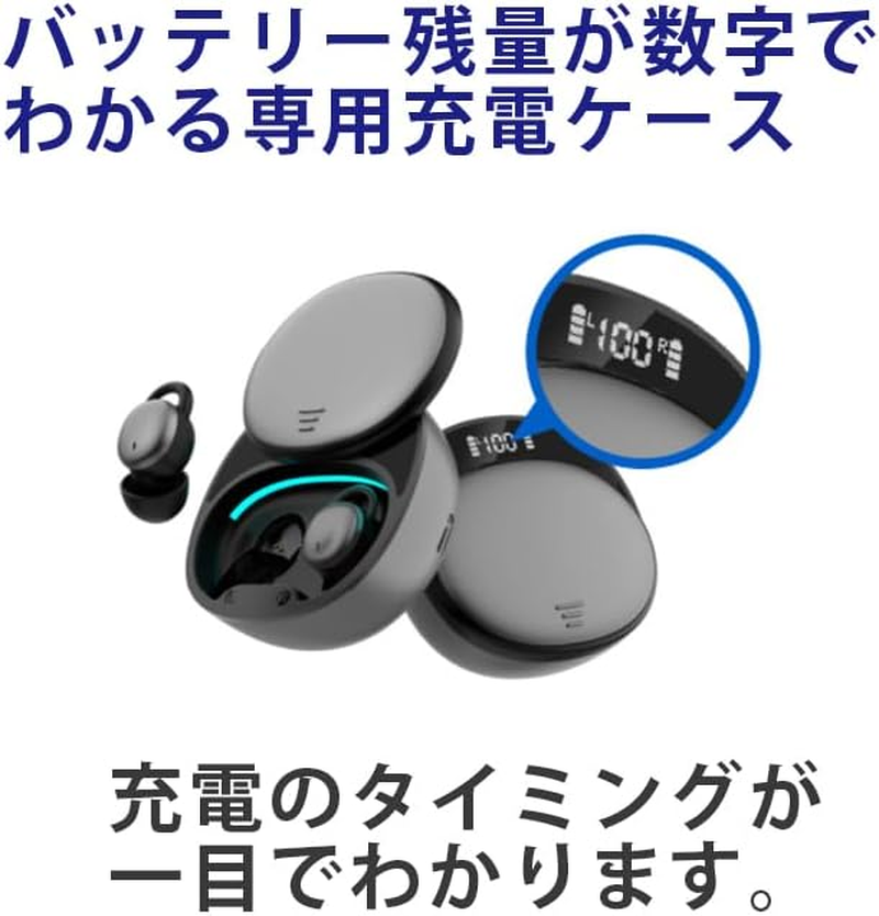 Greenhouse GH-TWEA-SV Wireless Earphones, Earplugs, Sound Insulation, Touch Sensor, Easy Operation, Lightweight, Waterproof, IPX5, Ear-Painless, Silver image number 2