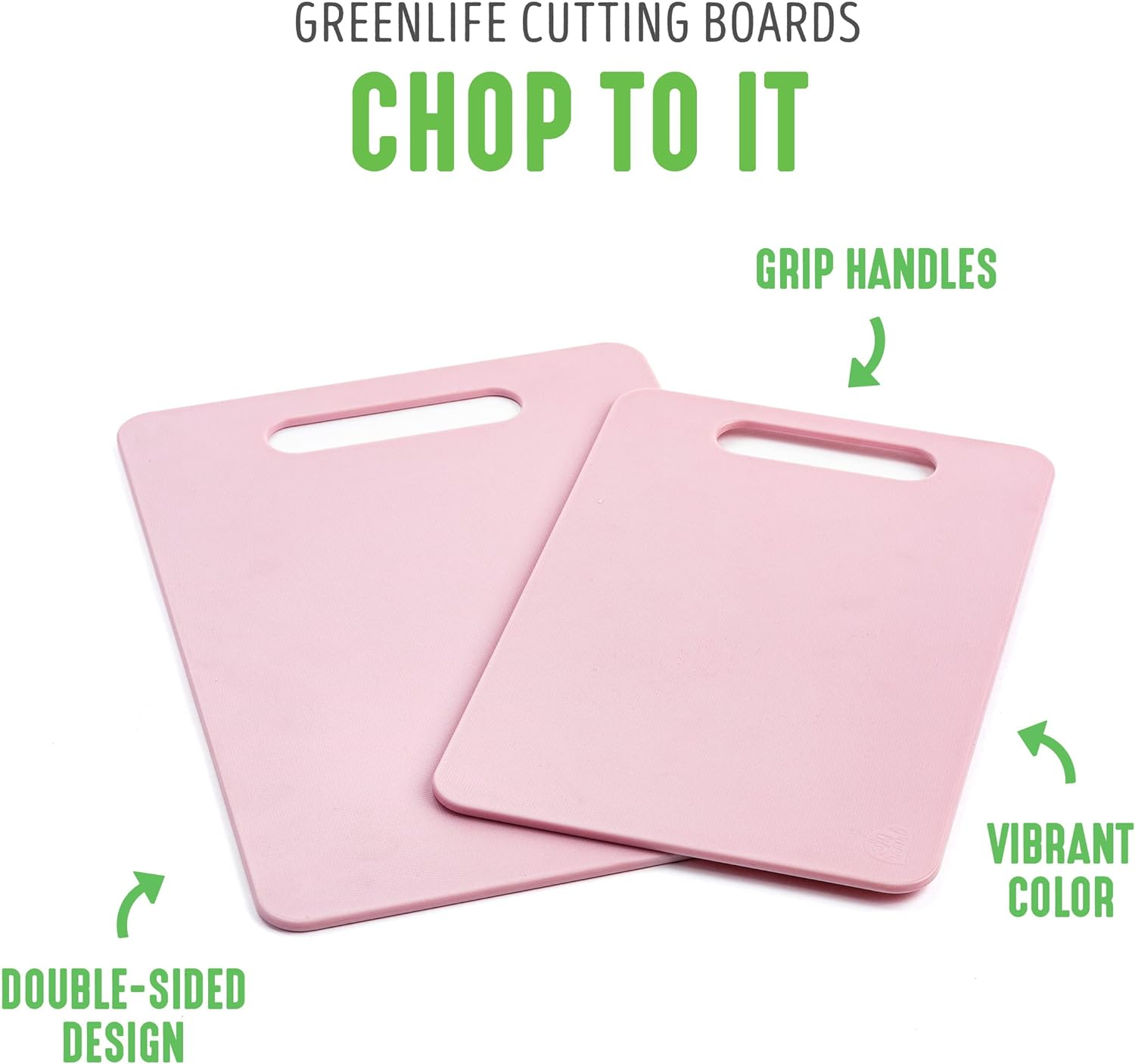 Greenlife 2 Piece Cutting Board Kitchen Set, Dishwasher Safe, Extra Durable, Soft Pink - Gray image number 5
