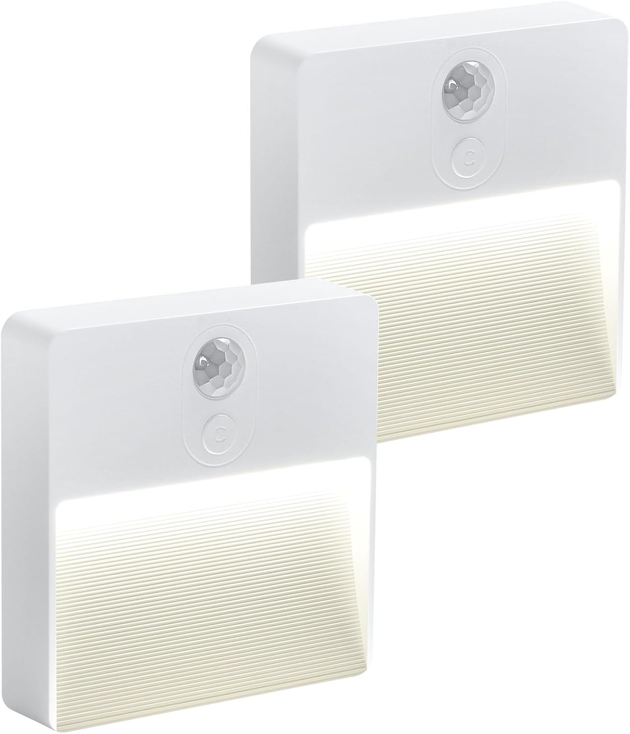 HOTUT Motion Sensor Night Light,2Pcs Stick-On Battery Powered Night Lights,Warm Light,4 RGB Colors,Auto/On/Off Light,Stair Sensor Lights Indoors,Night Light for Stair,Hallway,Kitchen,Closet (Gray)