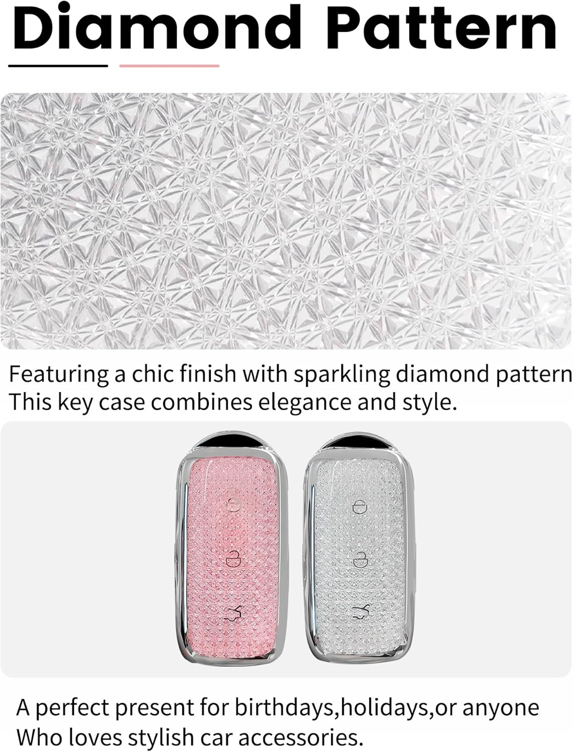 Ontto 3 Buttons TPU Car Key Fob Cover Fit for Geely Galaxy EX5 E5 Cityray L6 L7 EMI NO.1 Proton E.Mas 7 5 E8 Starry 8 Key Case Holder Keychain Shell Keyring Shining Decoration Accessories Pink 1 - No.2-Pink image number 2