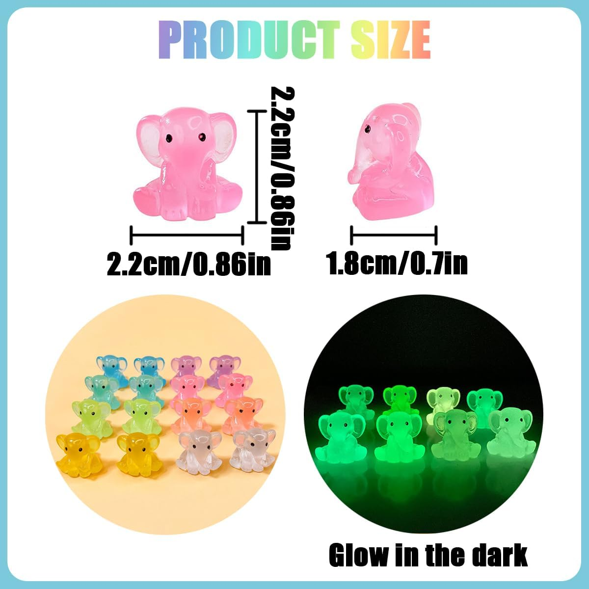 WELANE Mini Resin Animal Figures, 30 PCS Glitter Mini Resin Elephant for Potted Landscape Dollhouse Ornaments (2Cm) image number 6