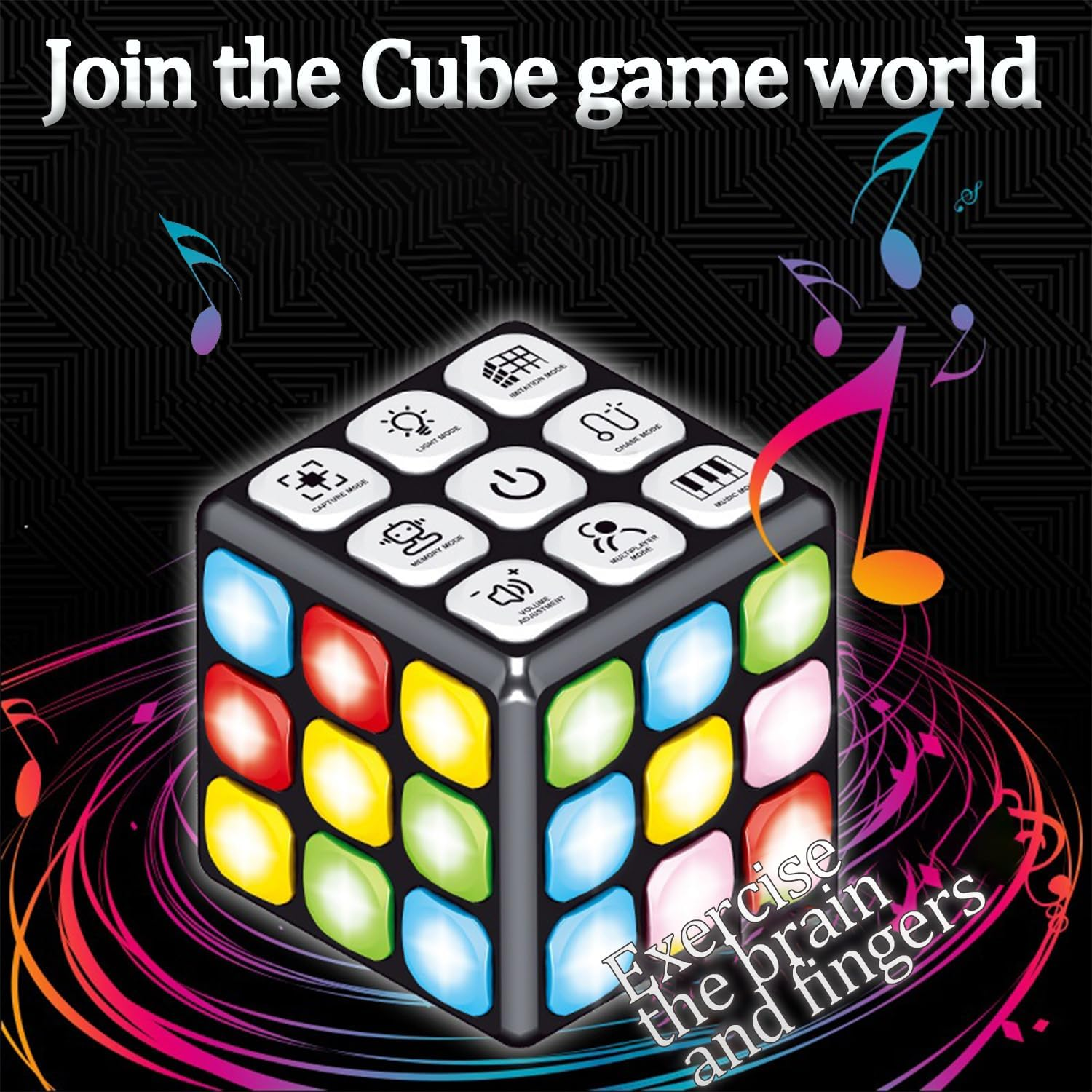 TISSNANY 7-In-1 Electronic Memory Brain Training Cube, Handheld Educational Toys for Kids Ages 6-12, Portable Sensory Games for Boys & Girls, Learning Gifts for Birthdays/Christmas/Party