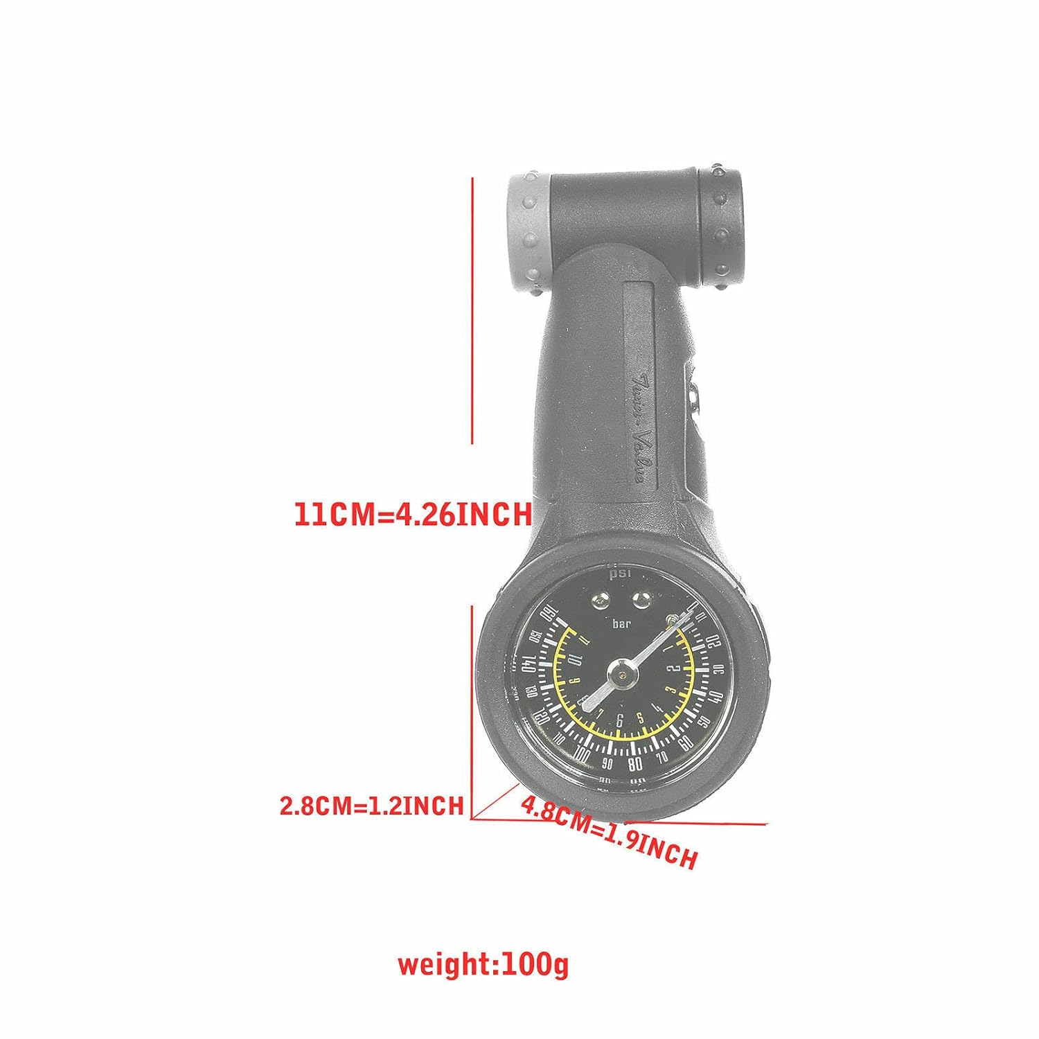Venzo Bicycle Air Tire Pressure Gauge - High or Low Pressure Presta Schrader PSI or Bar - Great for Bike Car Truck Motorcycle Tire and Suspension Shock 160 PSI /11 Bar - Single Face