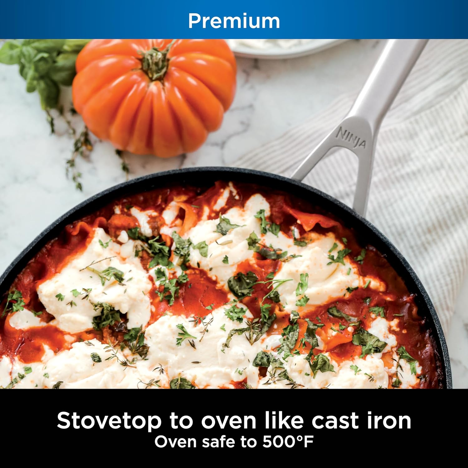 Ninja C30020 Foodi Neverstick Premium 8-Inch Fry Pan, Hard-Anodized, Nonstick, Durable & Oven Safe to 500&deg;F, Slate Grey image number 6