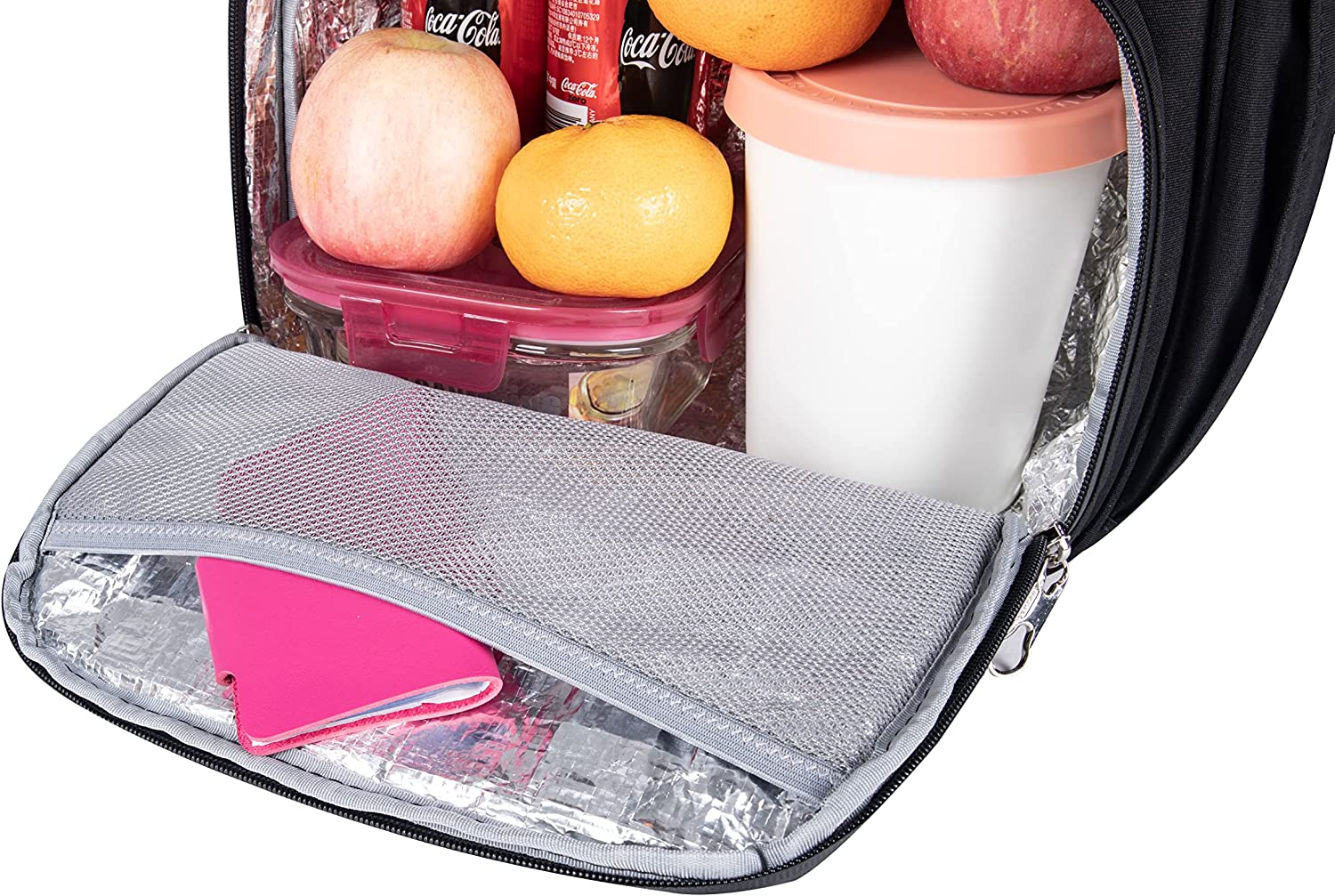 KROSER Lunch Backpack 15.6 Inch Laptop Backpack with USB Port Insulated Cooler Backpack for Men and Women, Outdoor Lunch Bag for School Work Hiking Beach Picnic Trip (BLACK) image number 2