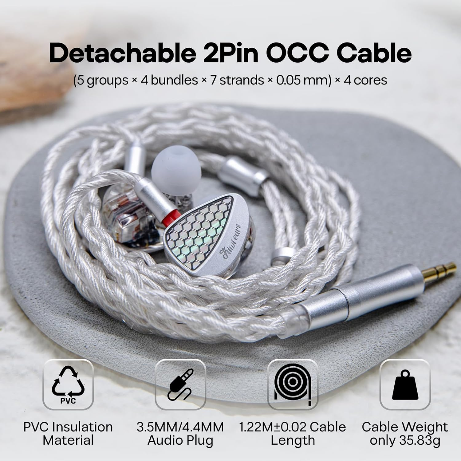 Linsoul Kiwi Ears Orchestra II 10BA Professional In-Ear Monitor, Hifi Wired IEM Earbuds with Superlative Tonal Balance, Handcrafts Shell for All Individuals and Music Genres (Silver) image number 3