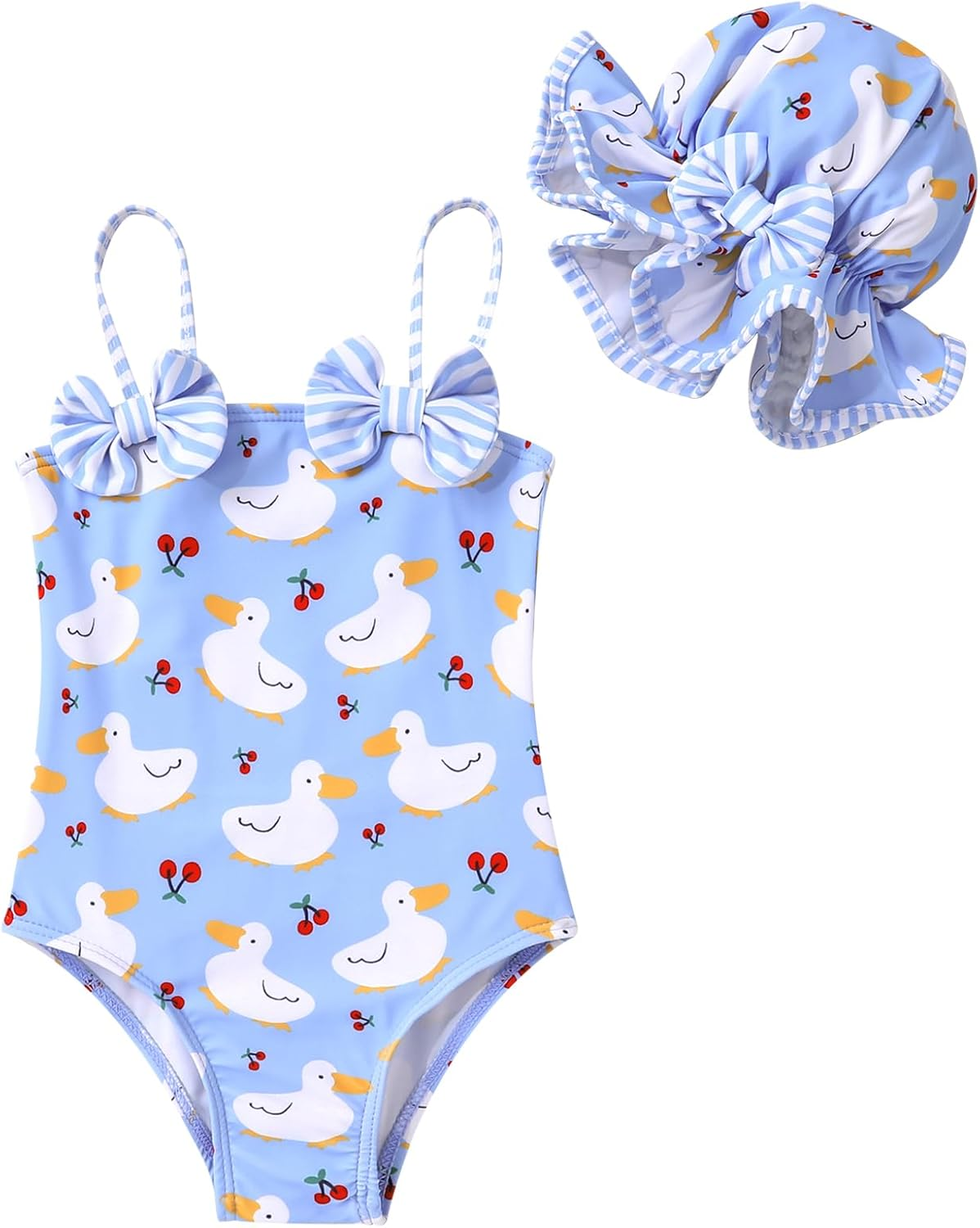 YOUNGER TREE Toddler Baby Girl Swimsuit Infant One Piece Bathing Suits with Hat Newborn Summer Beach Swimwear