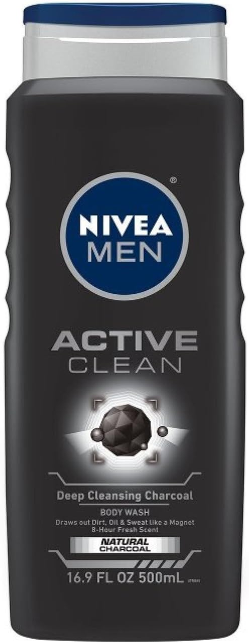 NIVEA for MEN Body Wash Active Clean 16.9 Oz (Pack of 12)