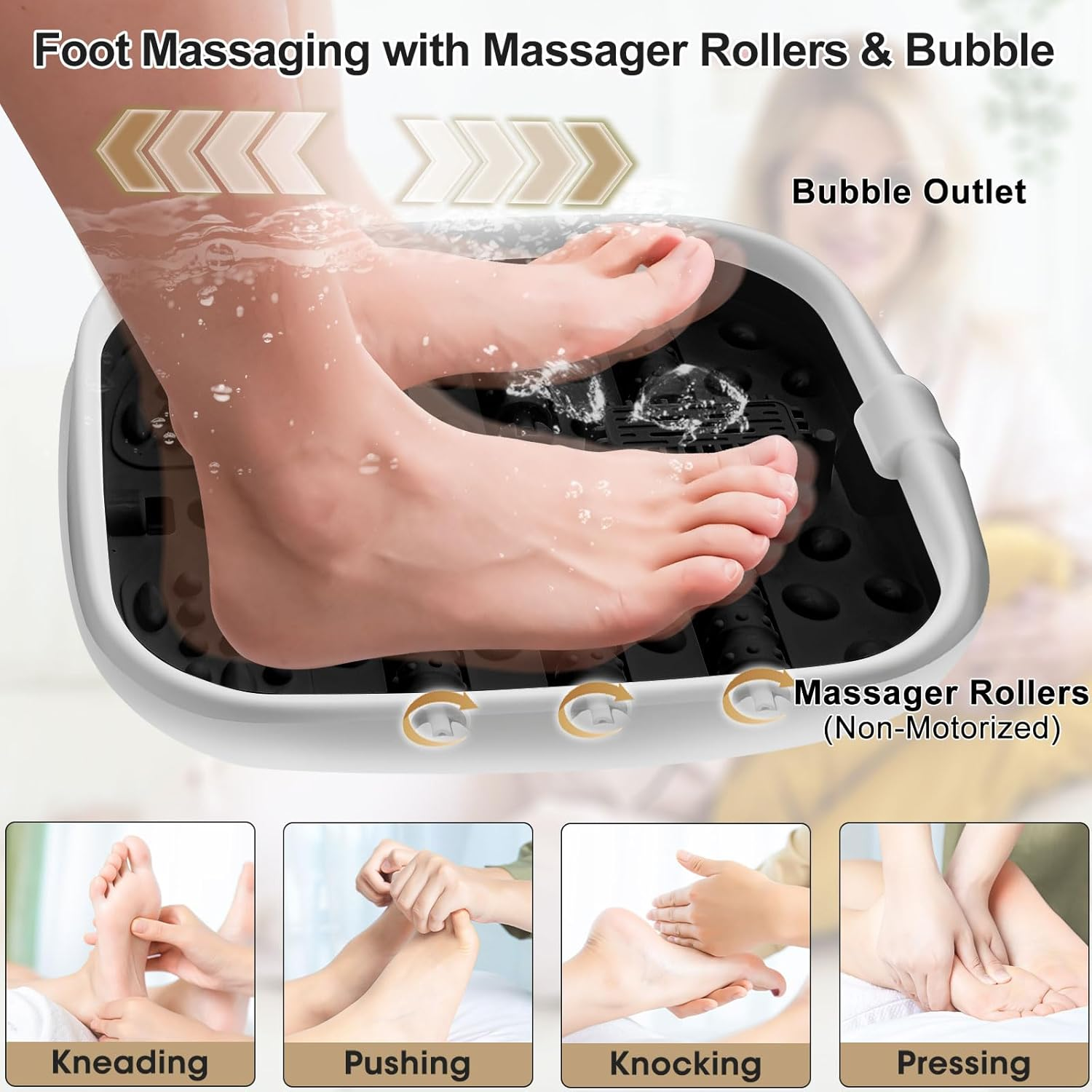 Foot Spa Bath Massager,Collapsible Foot Spa with Heat and Massage and Jets, Bubble, Temperature Control, Remote Control,Foot Spa Massager with Pedicure Kit, Pedicure Foot Bath image number 2