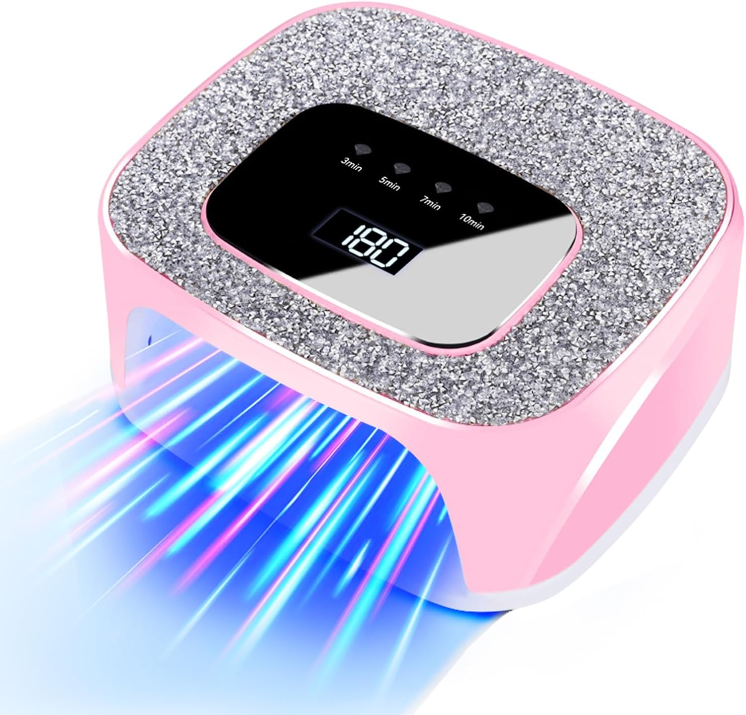 IUHFSIFS 5.0 Fingernails - Intelligent 3/5/7/10Min Timer Function Timing Device Equipment for Home Use, Both Hands/Feet Can Be Used Simultaneously Laser (Pink)