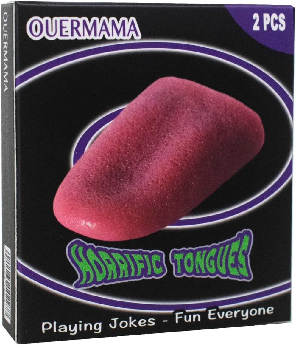 OUERMAMA 2 Pcs Halloween Tongue False Tongue Horrific Tongue Prop Tricks Tongue Toys,Prop Tricks Tongue Toys,Realistic Tongue, Comedy Magic Trick Accessories image number 1