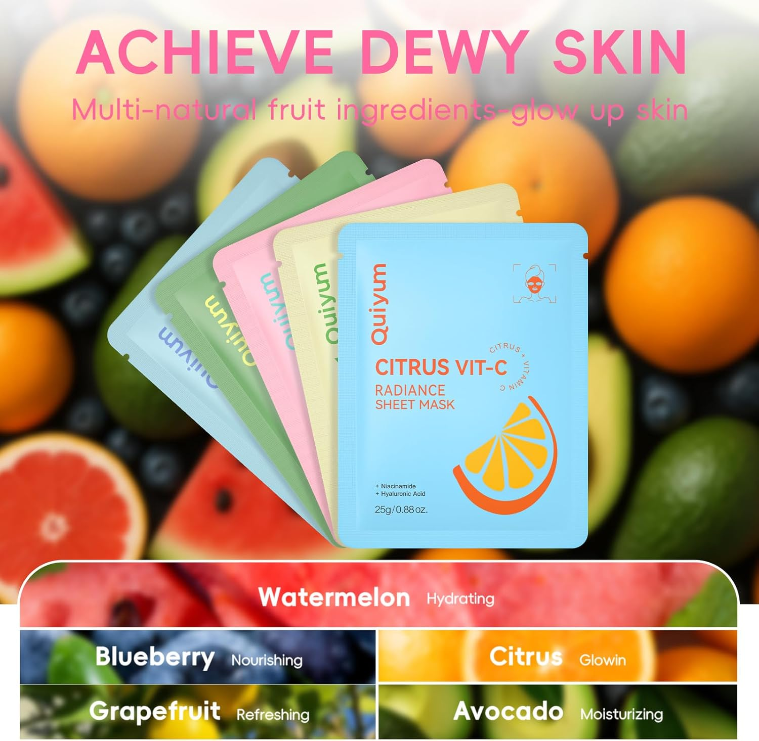 Face Masks Skin Care Sets, Facial Masks for Women Teen Girls Skincare, Sheet Masks Beauty with Natural Ingredients, Moisturize & Soothe for All Skin Type, Birthday Party Spa Gift 25 Pack image number 4