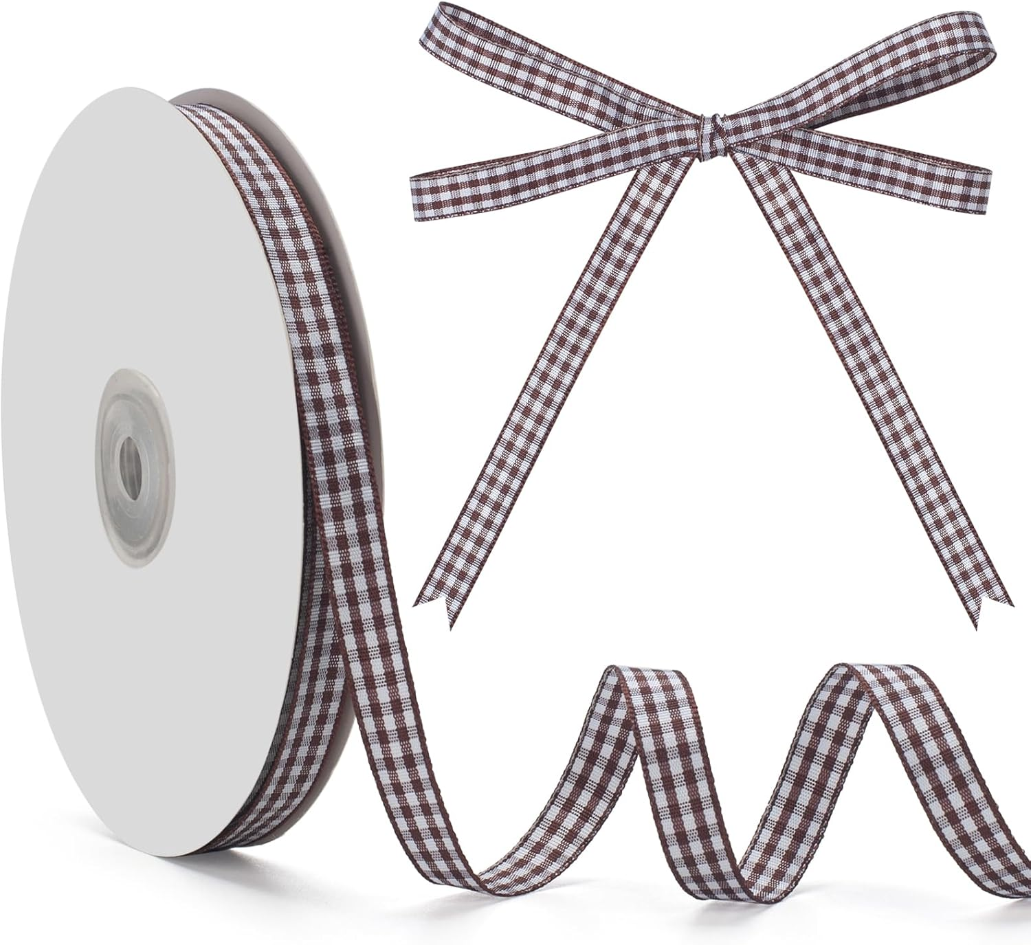 Gingham Ribbon, Black and White Plaid Checkered Ribbon 3/8 Inch X 50 Yards, Black Buffalo Checker Ribbons for Gift Wrapping, Hair Bows, Picnic, Crafts, DIY Accessories