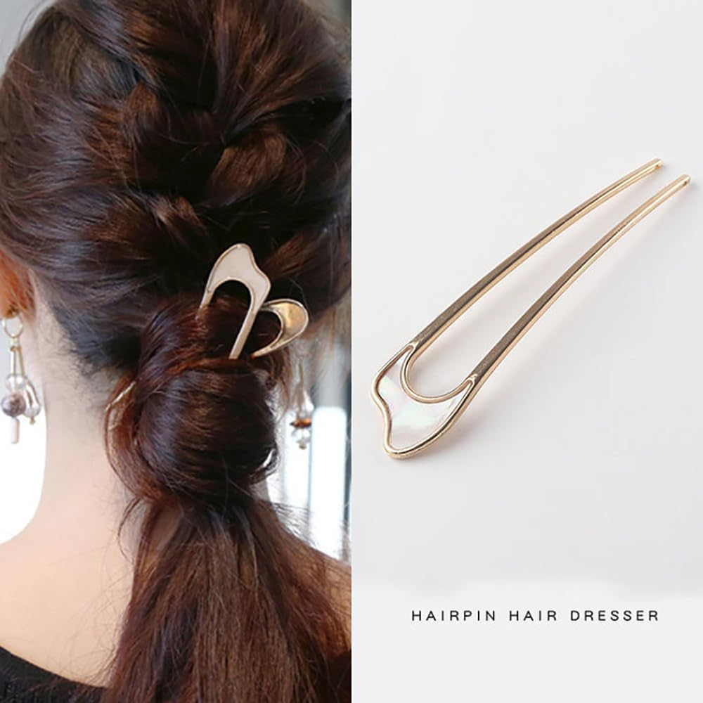 6 Pcs U-Shaped Hairpins for Buns & French Twist, Alloy Metal Hair Forks for Women, Secure Hold Hair Accessories for Thin/Thick Hair image number 4