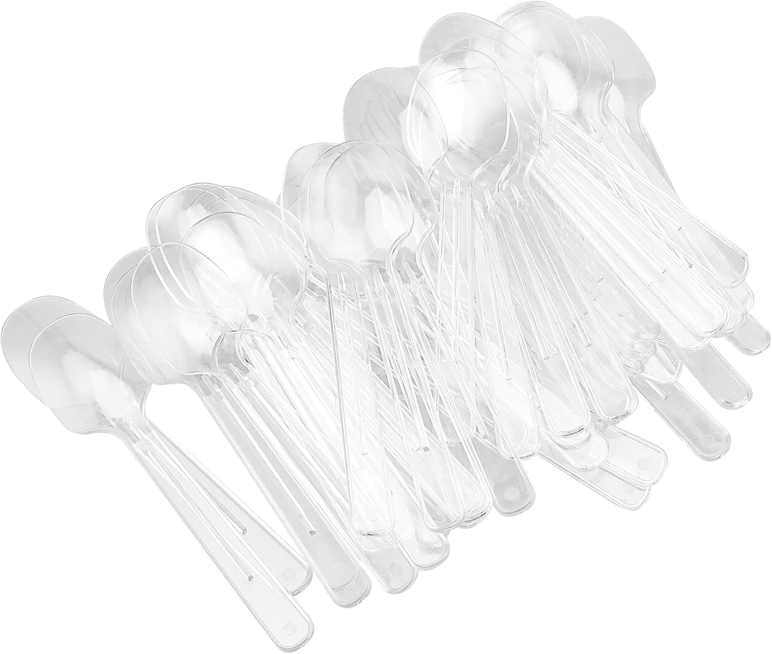 SINJEUN 400 PCS Mini Dessert Spoons, 10Cm Clear Plastic Lightweight Reusable Teaspoons for Party, New Year, Dessert House