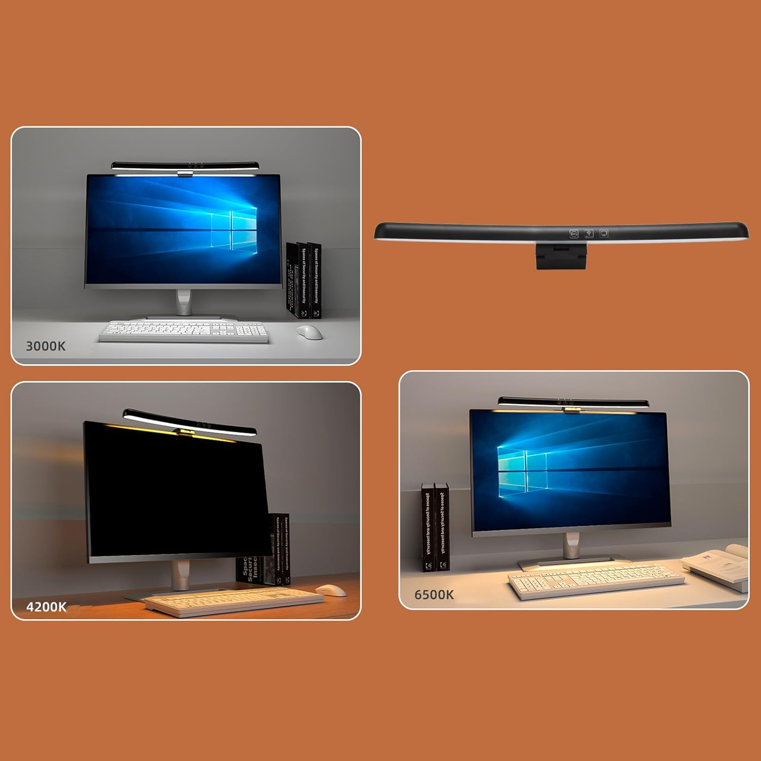 Curved Monitor Light Bar for Computer Screen, Dimmable Eye Asymmetrical Light Source with Type C Interface, Clip for Curved Screen image number 2