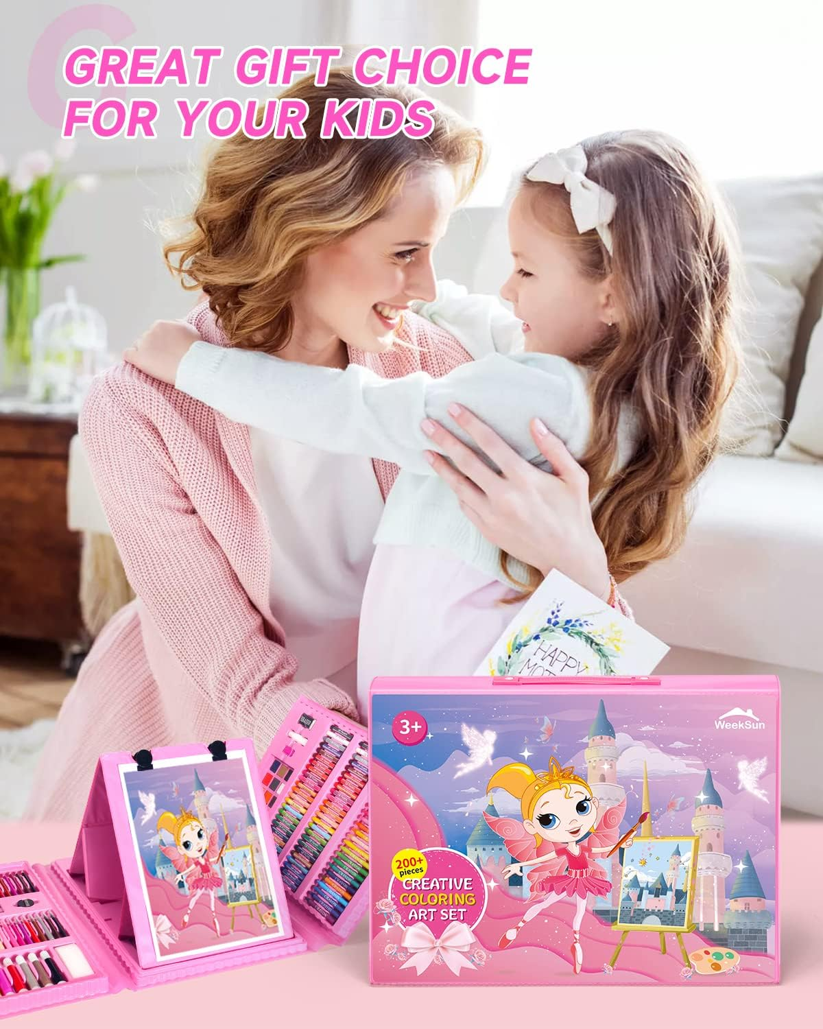 240 Pcs Art Set, Art Kit Drawing Kit for Kids Girls Boys,Double Sided Trifold Easel, Oil Pastels, Colored Pencils, Sketch Pencils, Watercolor Cake, Etc, Art Supplies Kids Teens Adults Artists image number 3