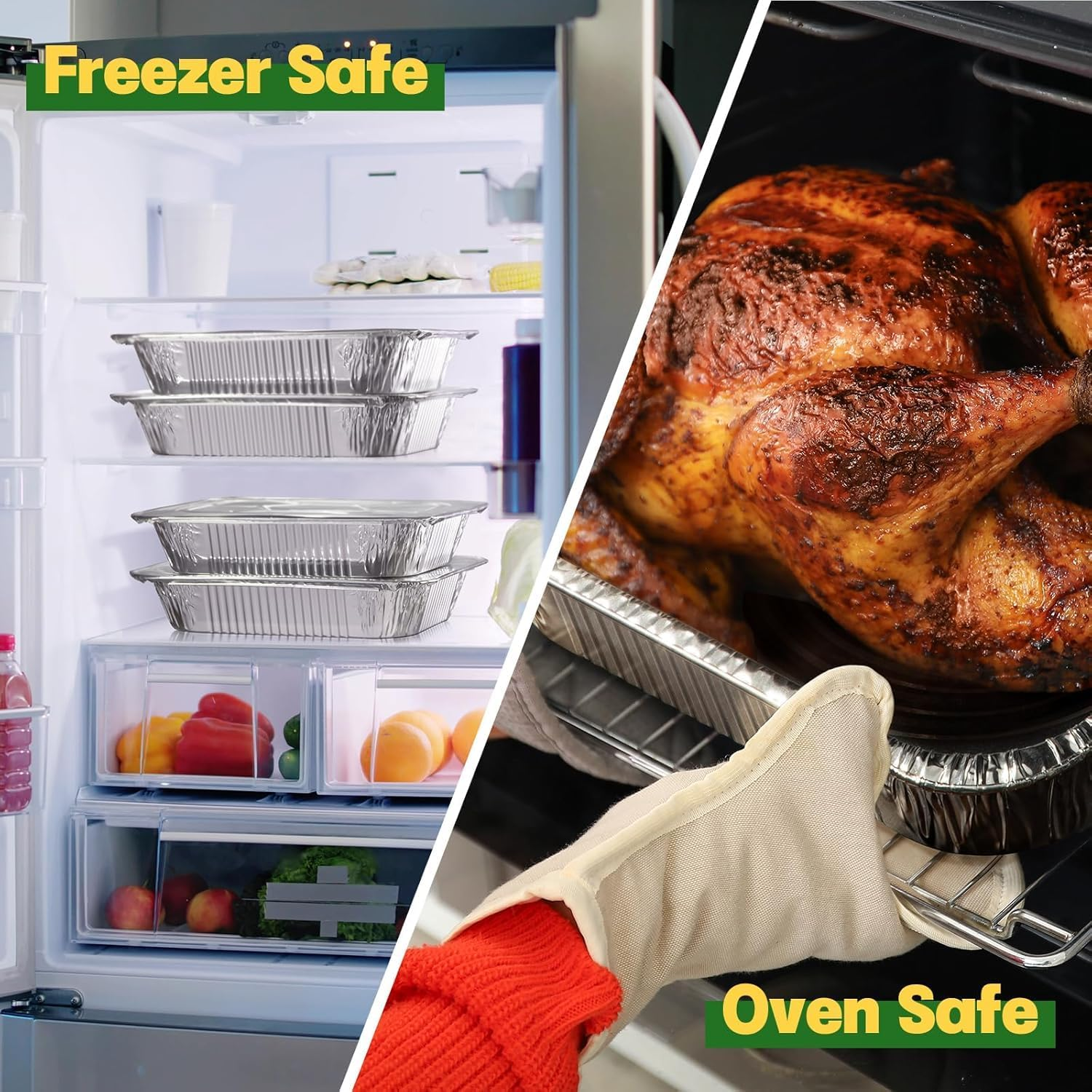 20-Pack Aluminum Pans with Lids, 3500Ml Capacity Foil Food Containers with Lids, Disposable Tin Foil Pans for Baking, Meal Prep and Freezer, Takeout(With Lid, Large 32X26X6Cm) image number 3