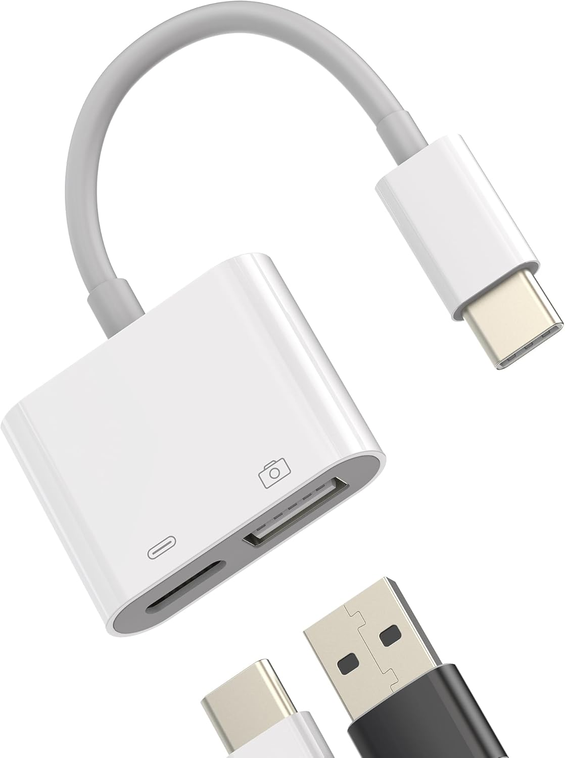 USB a to USBC Adapter(2In1) for Apple for Iphone 15 Pro Max plus for Ipad Type C Charger Converter Thunderbolt Charging Cable OTG Adaptador Keyboard Mouse Flash Drive Splitter Compatible for Samsung image number 2