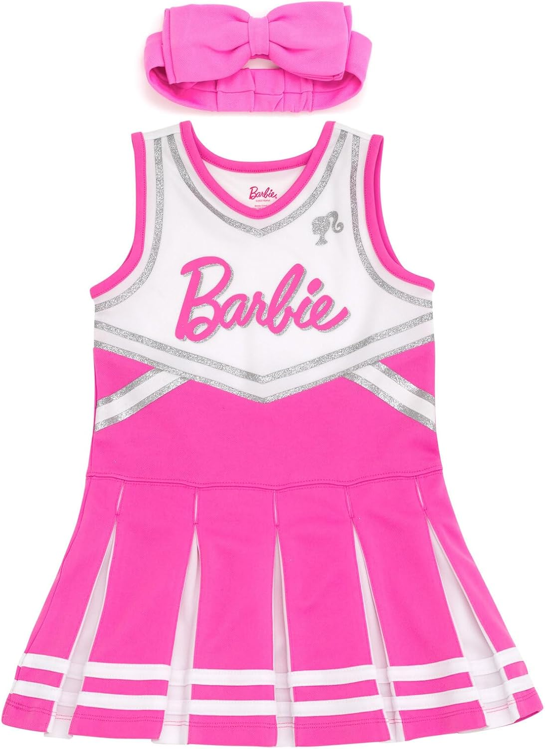 Barbie Girls Cheerleader Dress and Bow Outfit Set Toddler to Big Kid Sizes (2T - 14-16) image number 6