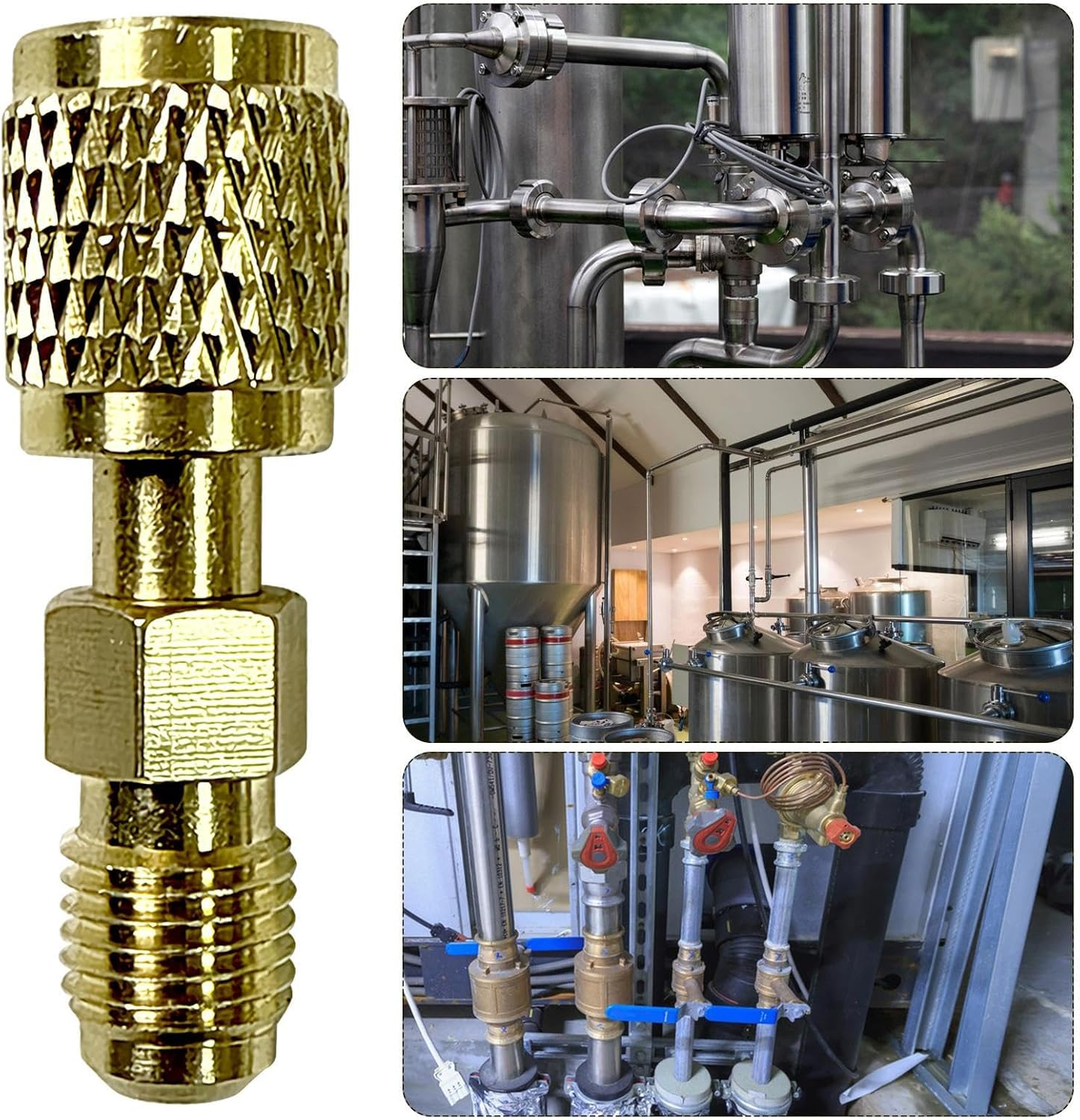 Refrigerant Tank Adapter,Refrigerant Hose Adapter | Reverse Thread Fitting, 1/4 Inch Connector Precise Charging HVAC Ductless Split Unit image number 6