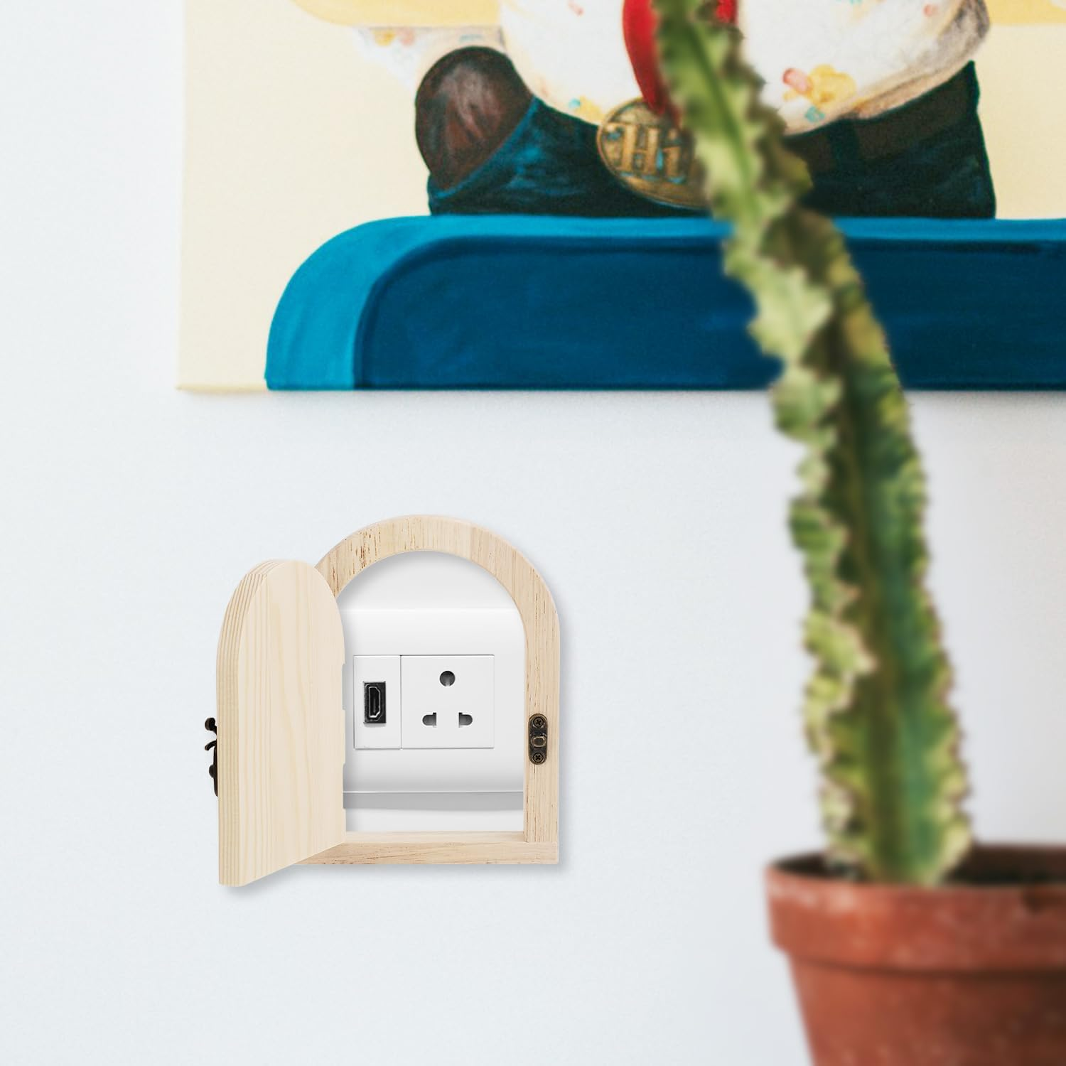 Fairy Door Outlet Covers, Wooden Fairy Outlet Covers with Door Artistic Fancy Romantic Fairy Door Outlet Cover Plate for Children Pet Proofing