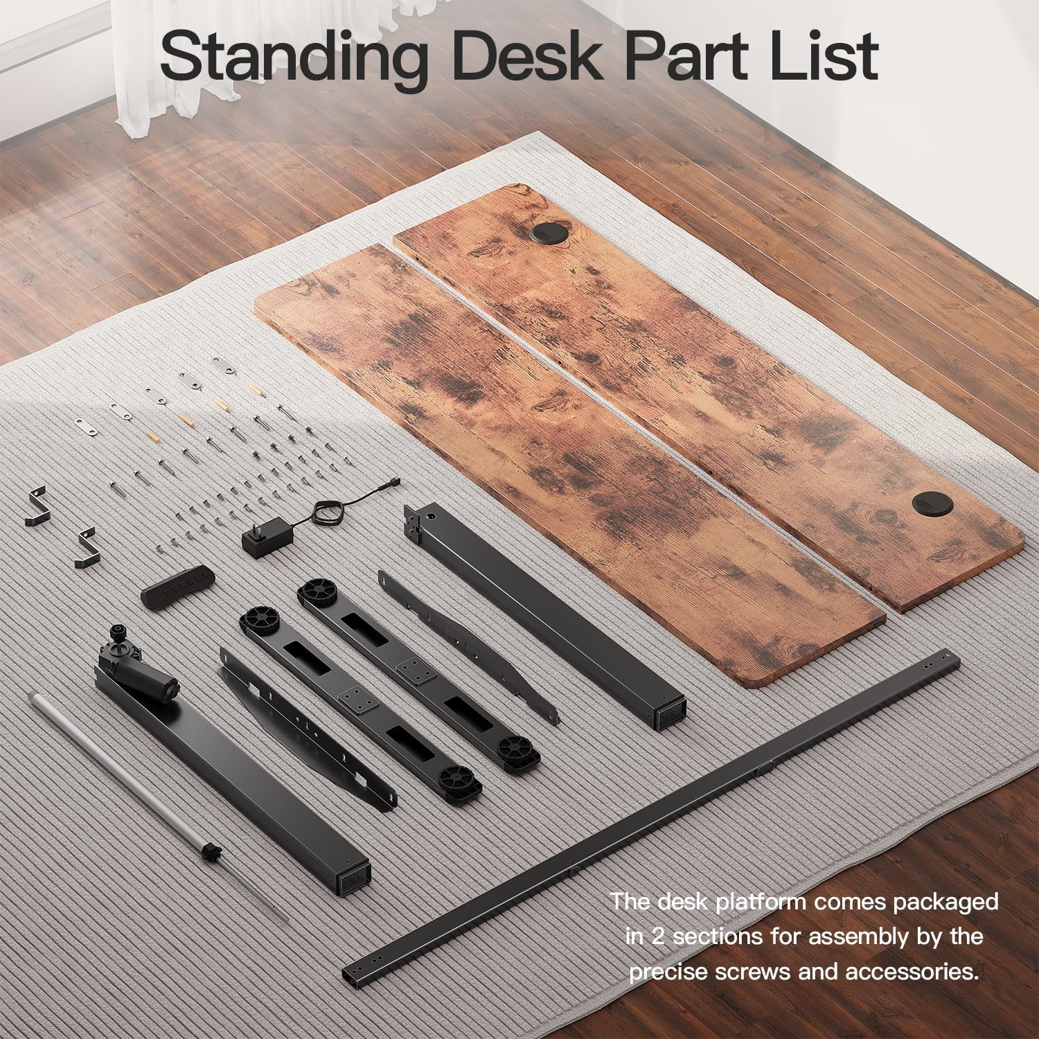 MOUNTUP Electric Standing Desk 140X60Cm (55X24) Height Adjustable, Sit Stand Desk with Memory Controller, Ergonomic Stand up Table for Home Office with Splice Board, Rustic Brown - Oak image number 5