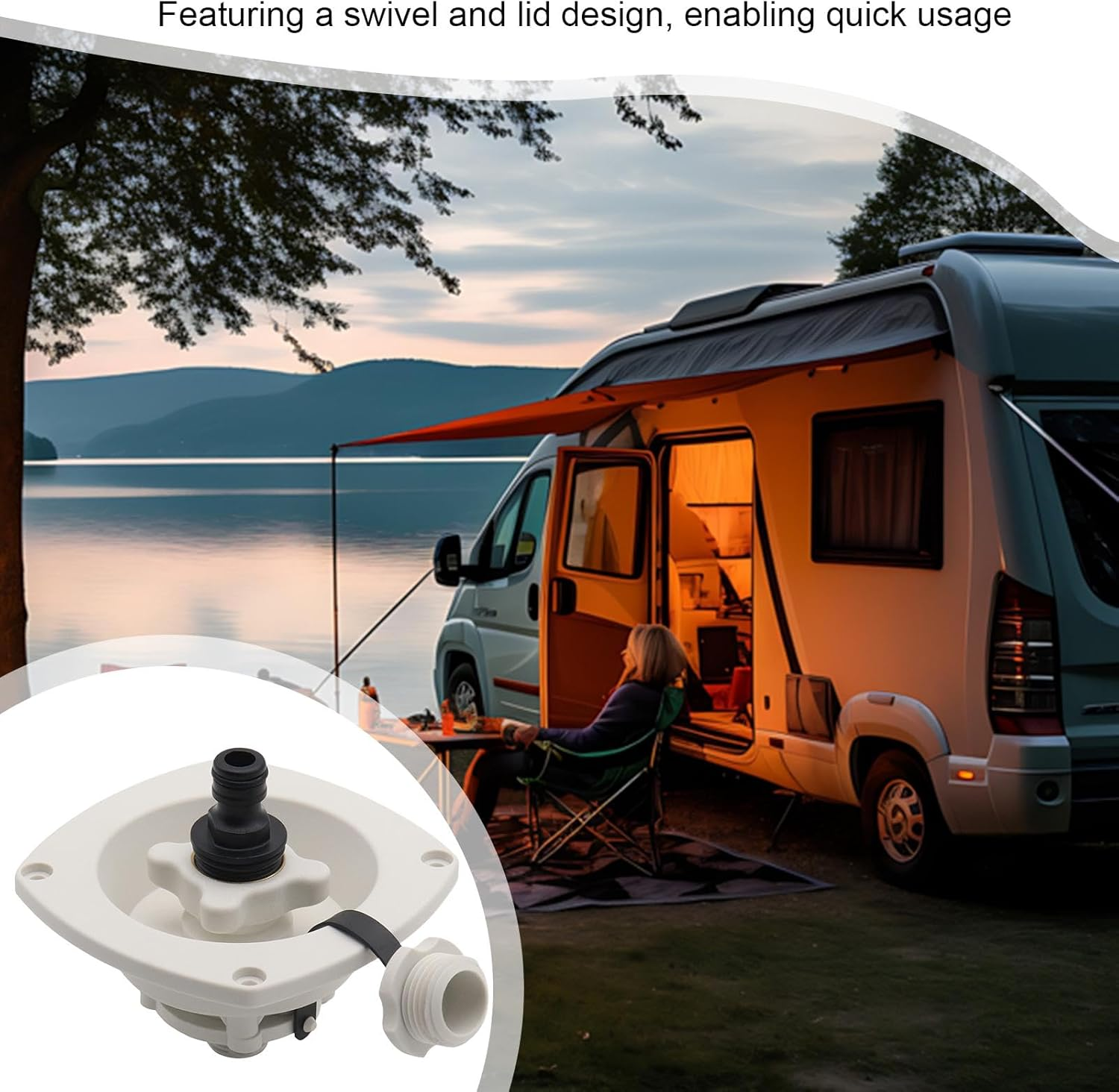 RV Water Fill Inlet | City Water Connection for Rv,Camping Car Water Hose Inlet Valve Connection for Motorhome image number 6