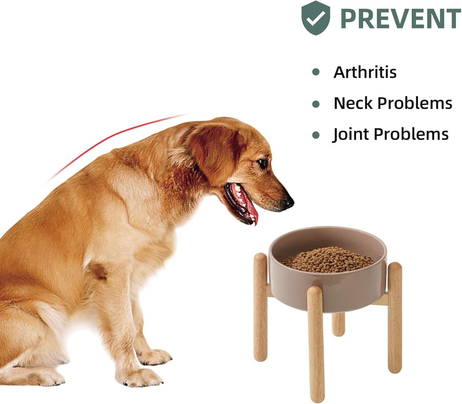 Havniva Ceramic 8.2Inch Raised Dog Bowl with Stand for Large - Breed Dogs, Pet Food and Water Feeder(Single Bowl with Stand - Brown Coffee) image number 6