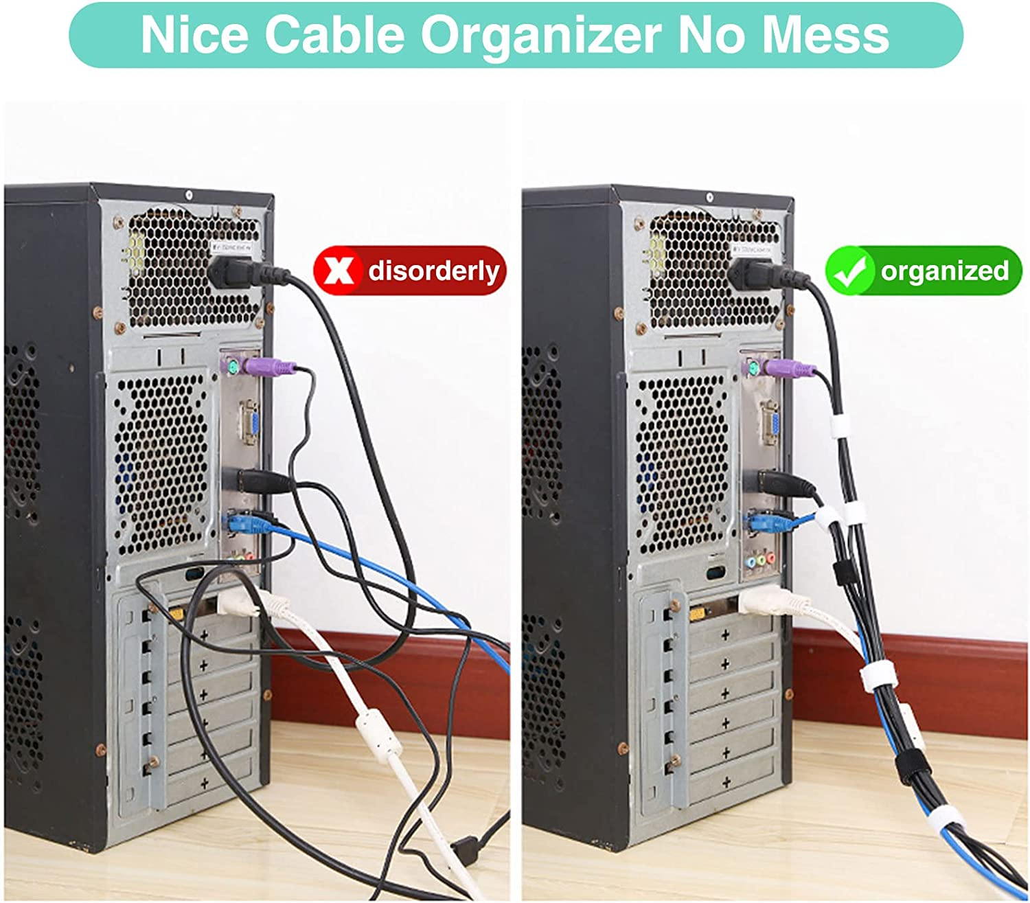 GWHOLE 2 Roll Self Adhesive Hook and Loop Fastener Tape Strips Tape Double Sided Sticky Back Strip Roll Fastening Mounting Tape, Total Length 32Ft (10M), Width 2 Cm - Black image number 5