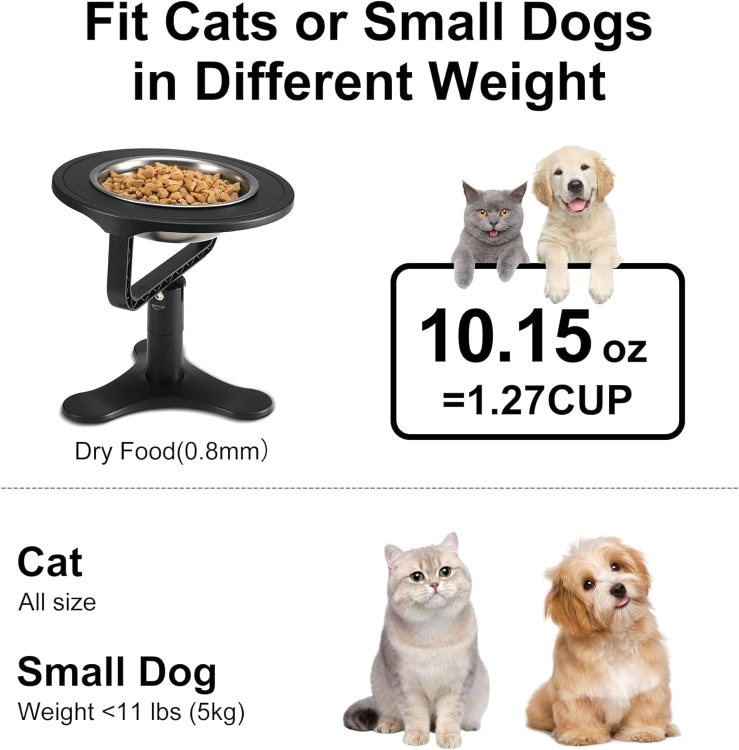 Adjustable Raised Cat Food Bowl - Tilted Design for Cats - PRENDIEEN Elevated Cat Food Water Bowl for Improved Digestion and Comfort (1-Pack) image number 6