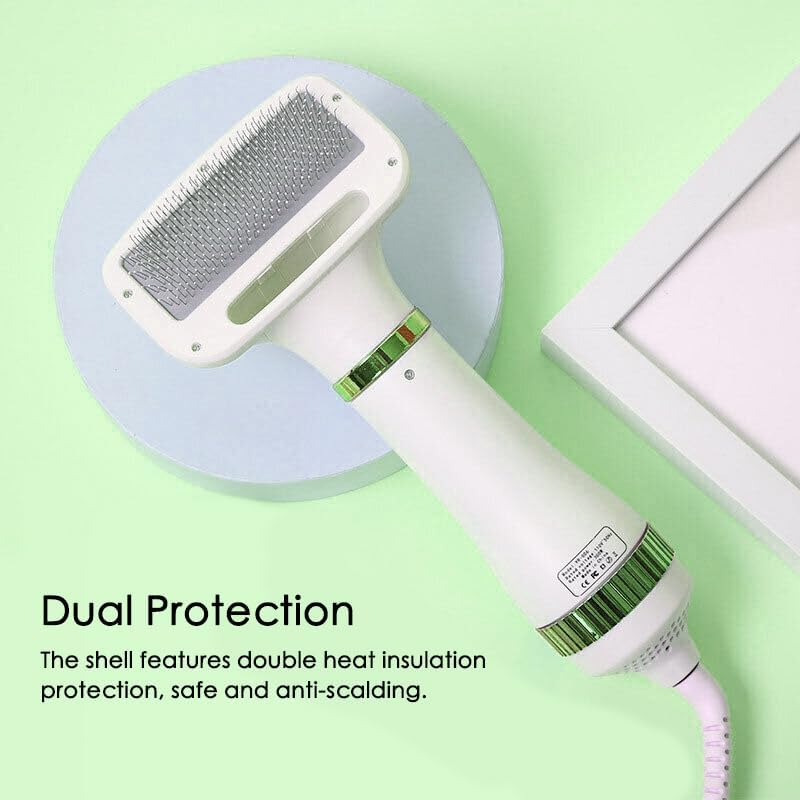 2 in 1 Pet Hair Dryer, Pet Grooming Blowing Dryer with Slicker Brush, 3 Heat Settings, One-Button Hair Removal, Portable Dog Blower, Professional Home Grooming Furry Drying for Cat Dog image number 5