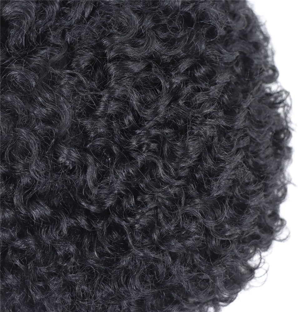Replacement Afro Curly Mens Toupee Full French Lace Base Hair System 8"X10" Natural Hairline Mens Hair Prosthesis Systems image number 1