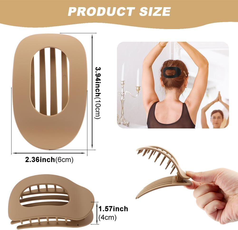 Square Hair Claws Clips, 6Pcs Flat Secure Hold Inner Teeth Hair Claw, Strong Grip Hair Clip for Women image number 5