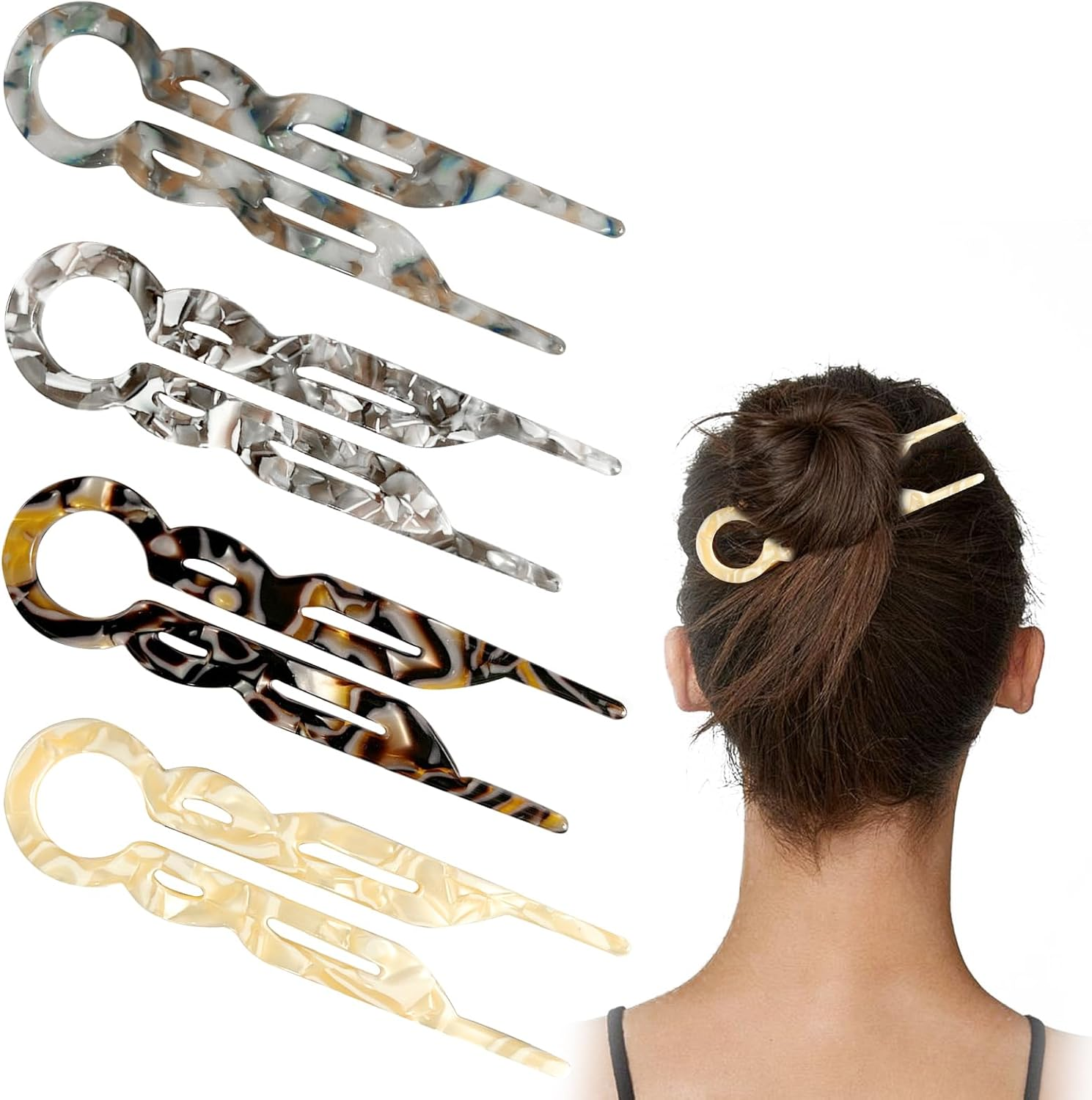 Jrusmr 4 PCS French Hair Pins for Women, Lialys Hairpins, U Shaped Hairclips for Thick or Thin Hair, Elegant Styling Accessories for Daily Use or Updos image number 2