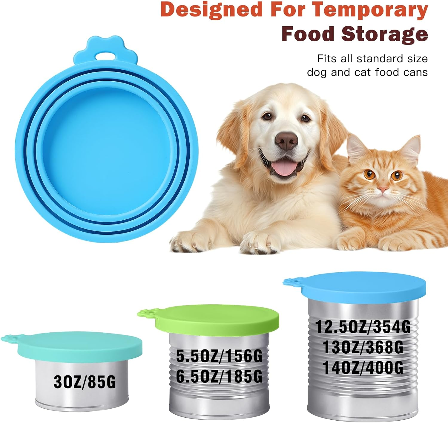 Ainvhh 8 PACK Can Lids, Pet Food Can Cover and Food Mixing Spoons Food Canned Scoop, Fits Most Standard Size Dog and Cat Can Tops for Pet Cat Dog Feeding Can and Wet Food Storage image number 5