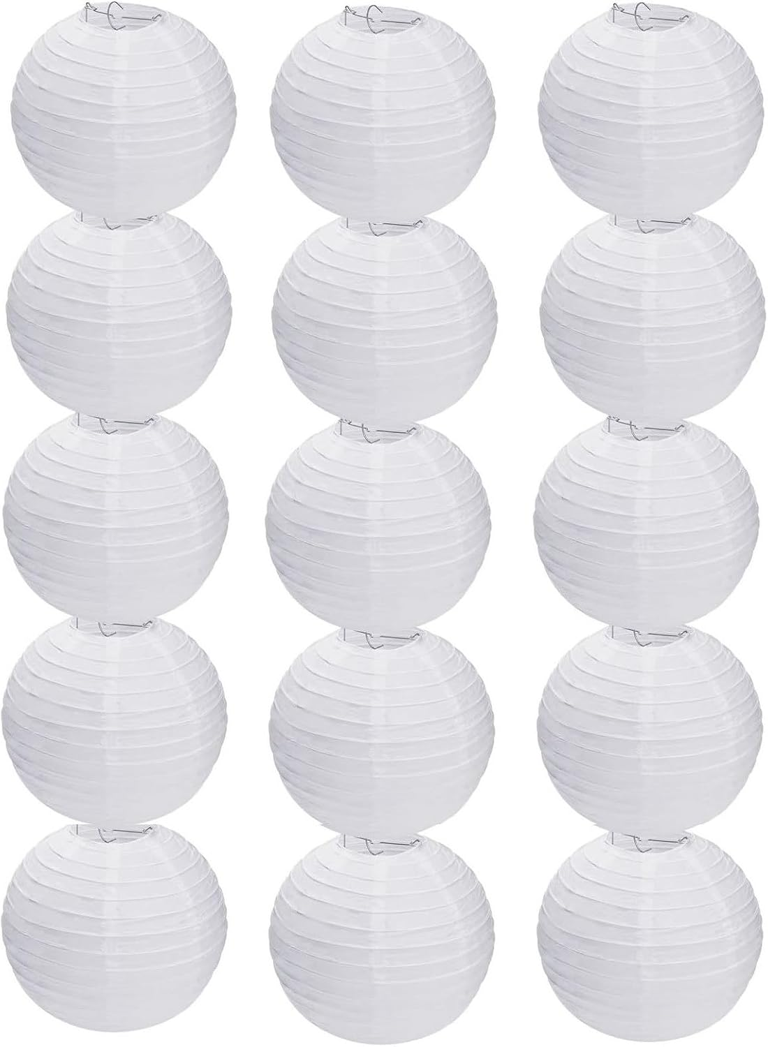 White Paper Lanterns for Party Decorations (8 Inch X 15Pcs) image number 6