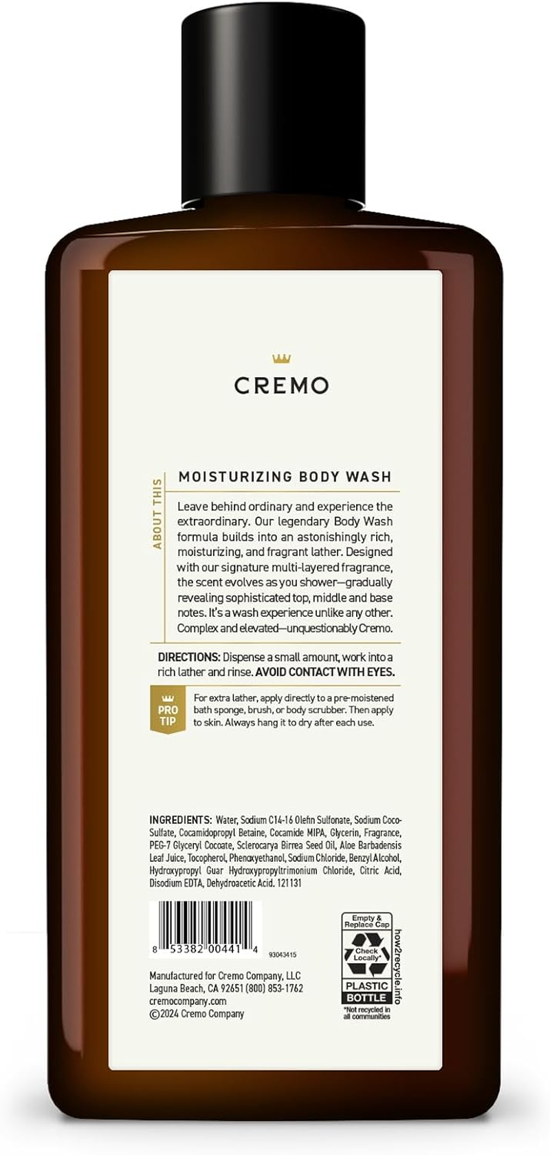 Cremo Body Wash Men, a Woodsy Scent with Notes of Lemon Peel, Cypress and Cedar, 16 Fl Oz image number 4