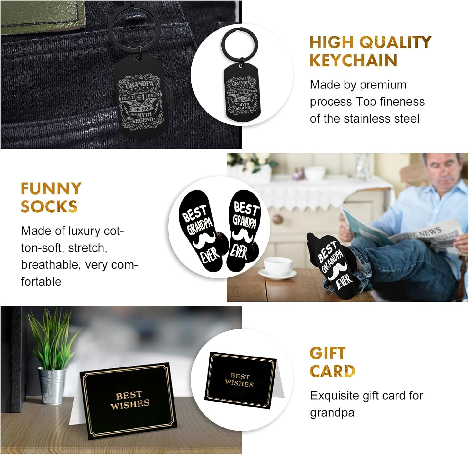 Tecanne Birthday Gifts for Grandpa - Fathers Day Gift Box Baskets for Grandpa, Husband, Men Best Christmas Package Gift Ideas image number 2