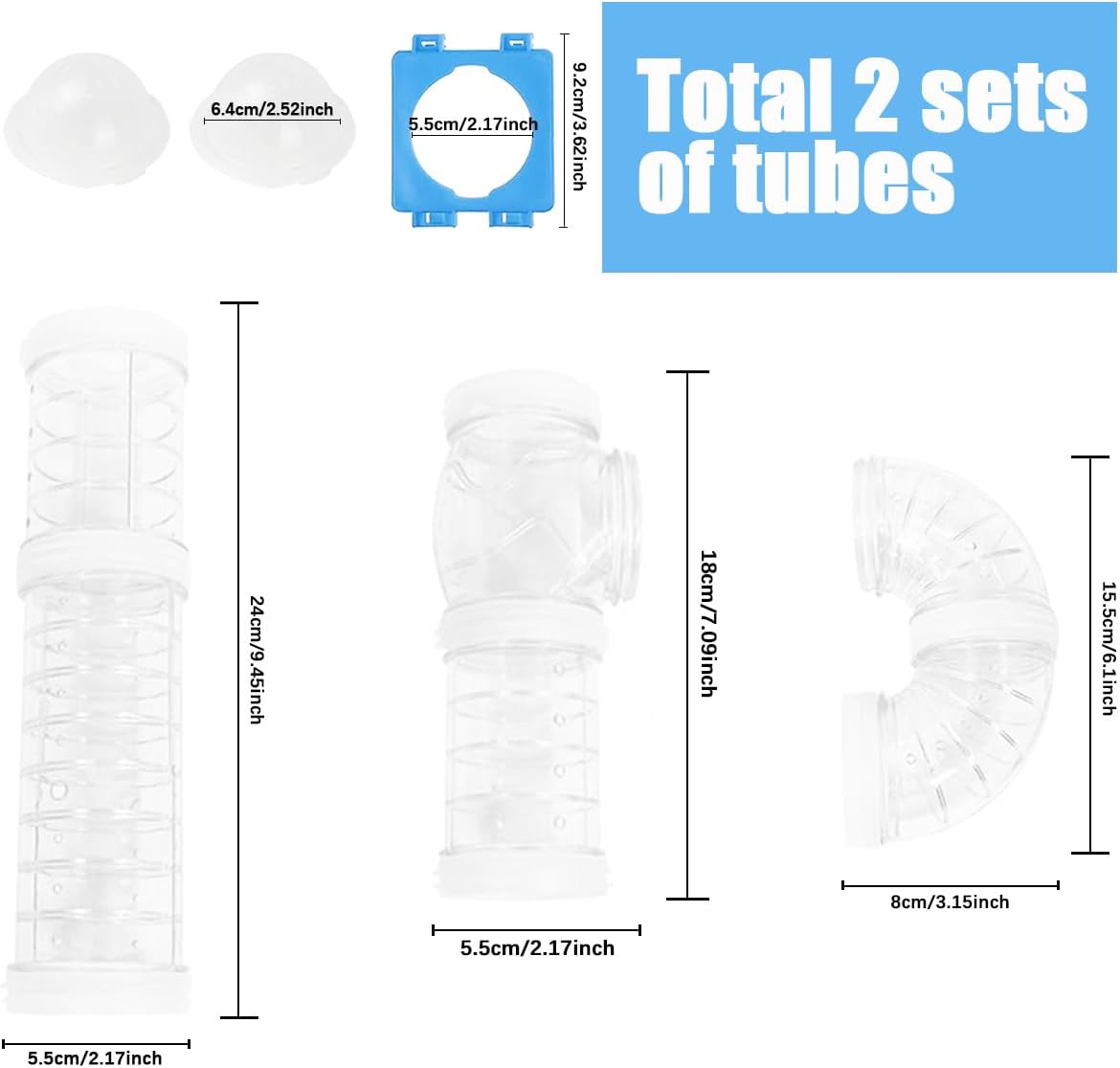 2 Hamster Tubes Kits, DIY Hamster Tunnel Adventure External Tube, Transparent Connection Rail Rat Toy Hamster Cage Accessories for Hamster Mouse Small Animals Sports Expand the Space image number 4