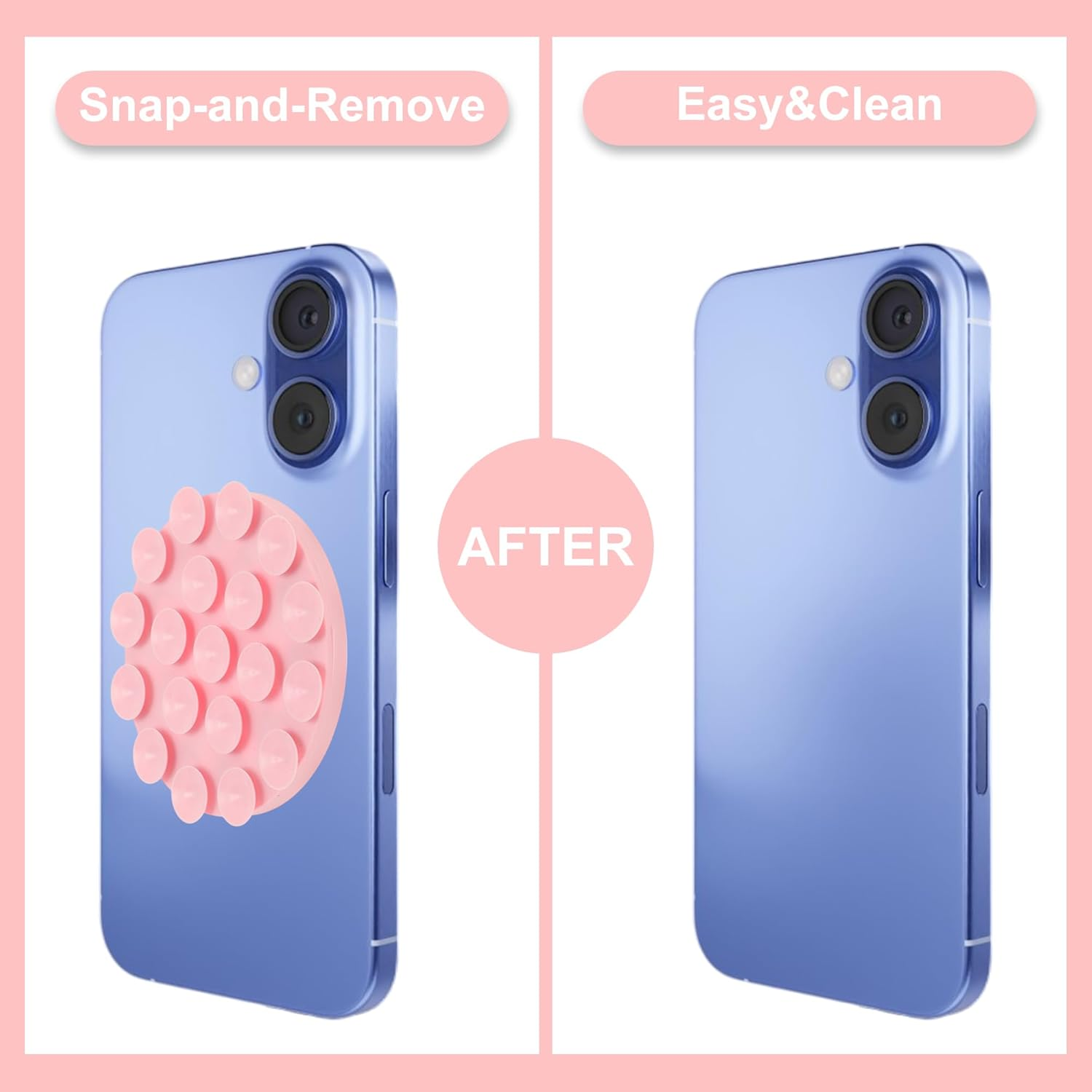 CAPASTEC Magnetic Suction Cup Phone Holder, round Cell Phone Grip for Mobile Phones, Non-Slip Suction Phone Holder for Selfies Videos, Pink image number 4