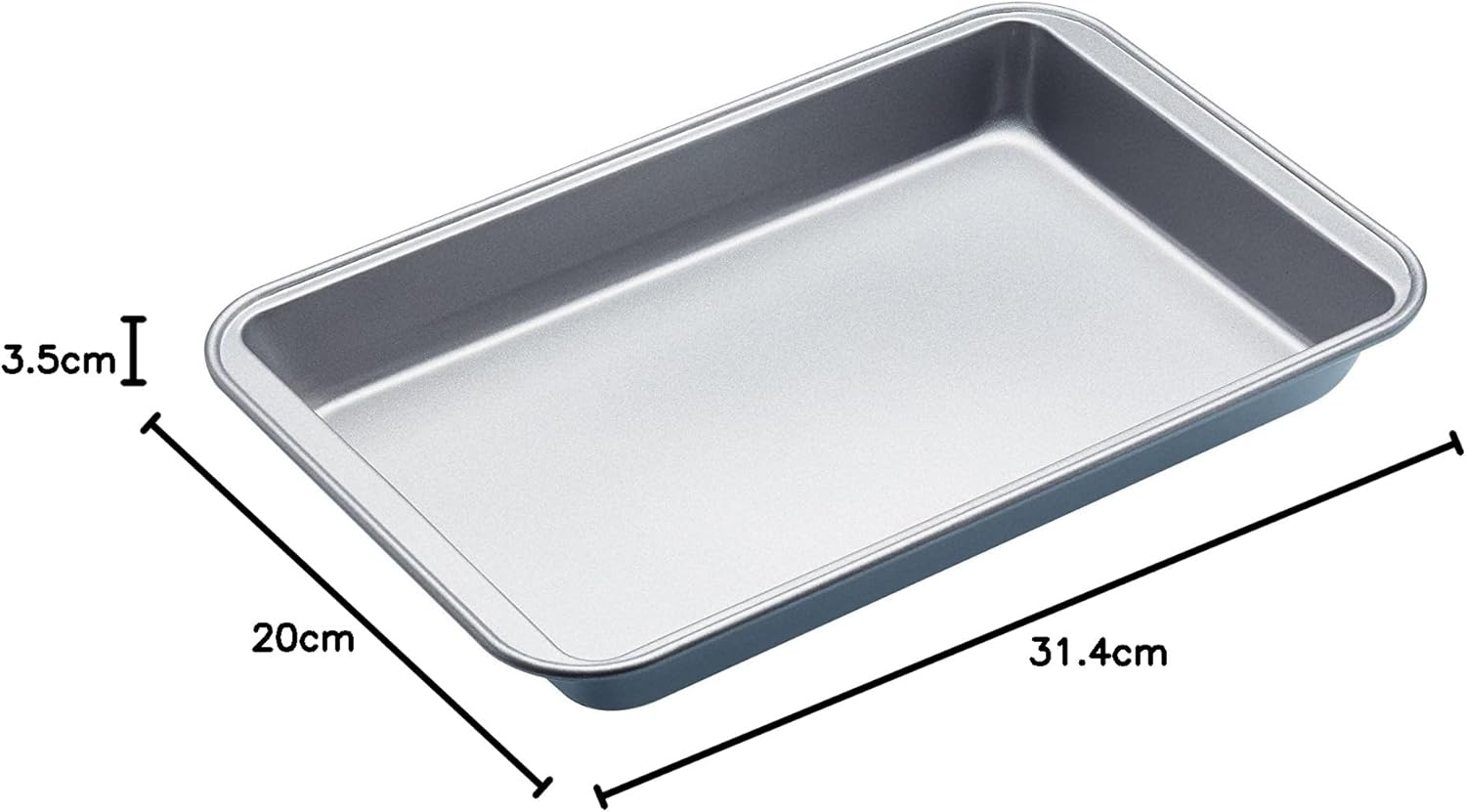 Kitchencraft KC2BK3 Roasting Tin/Baking Tray with Non Stick Coating, 31 X 20 X 3.5 Cm, Silver image number 1