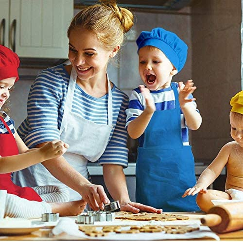 4 Children'S Apron and Chef Hat Sets, Adjustable, with 2-Pocket Kitchen Apron image number 1