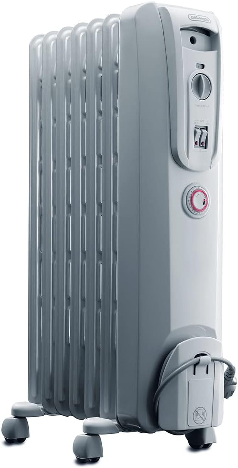 De'Longhi Electric Oil Column Heater DL1501T, 7 Fin Home Heater for Medium Rooms, 24-Hour Timer, 1500W, White image number 1
